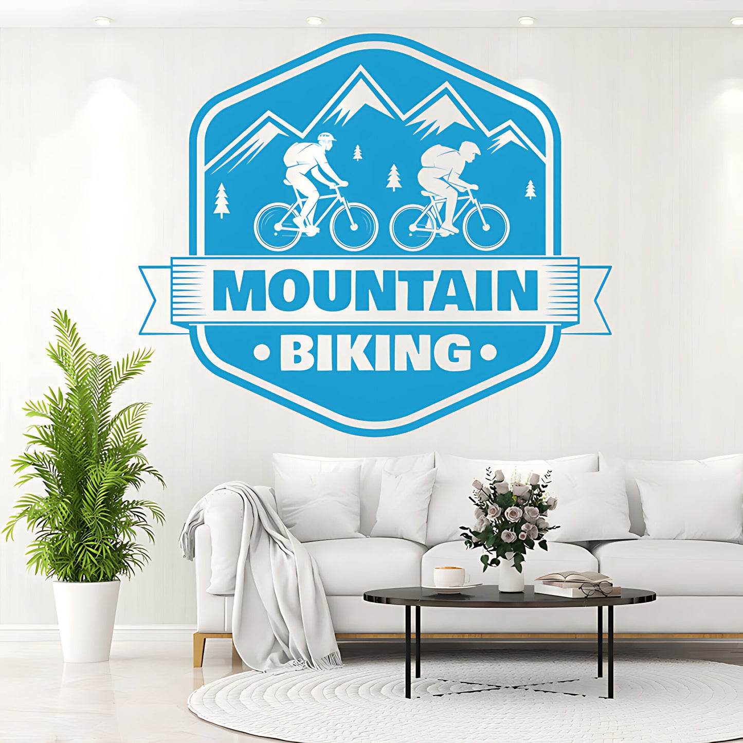 Rugged Mountain Biking Wall Decal for Racing Shops and Decor