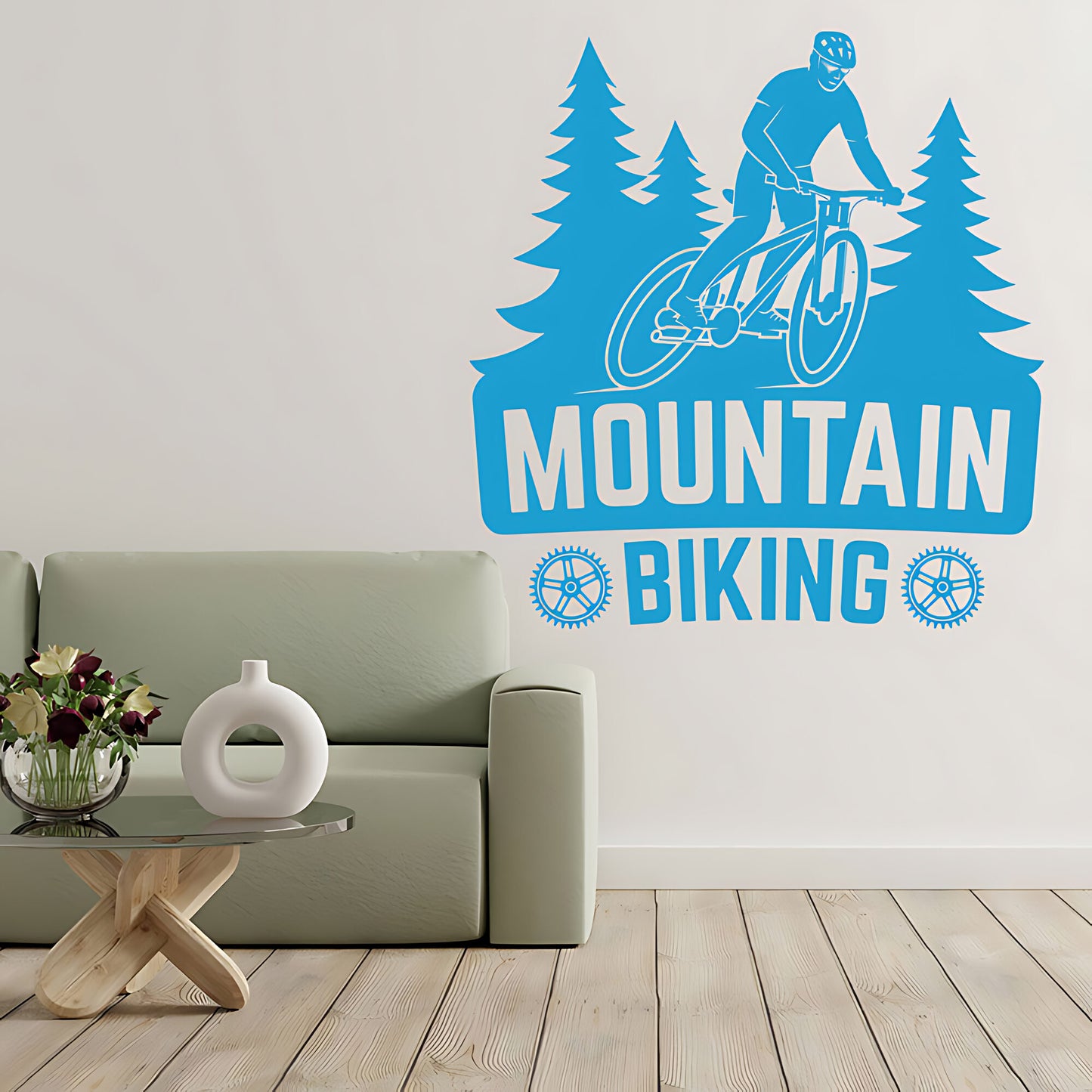 High-Energy Mountain Bike Wall Decal for Shops and Riders