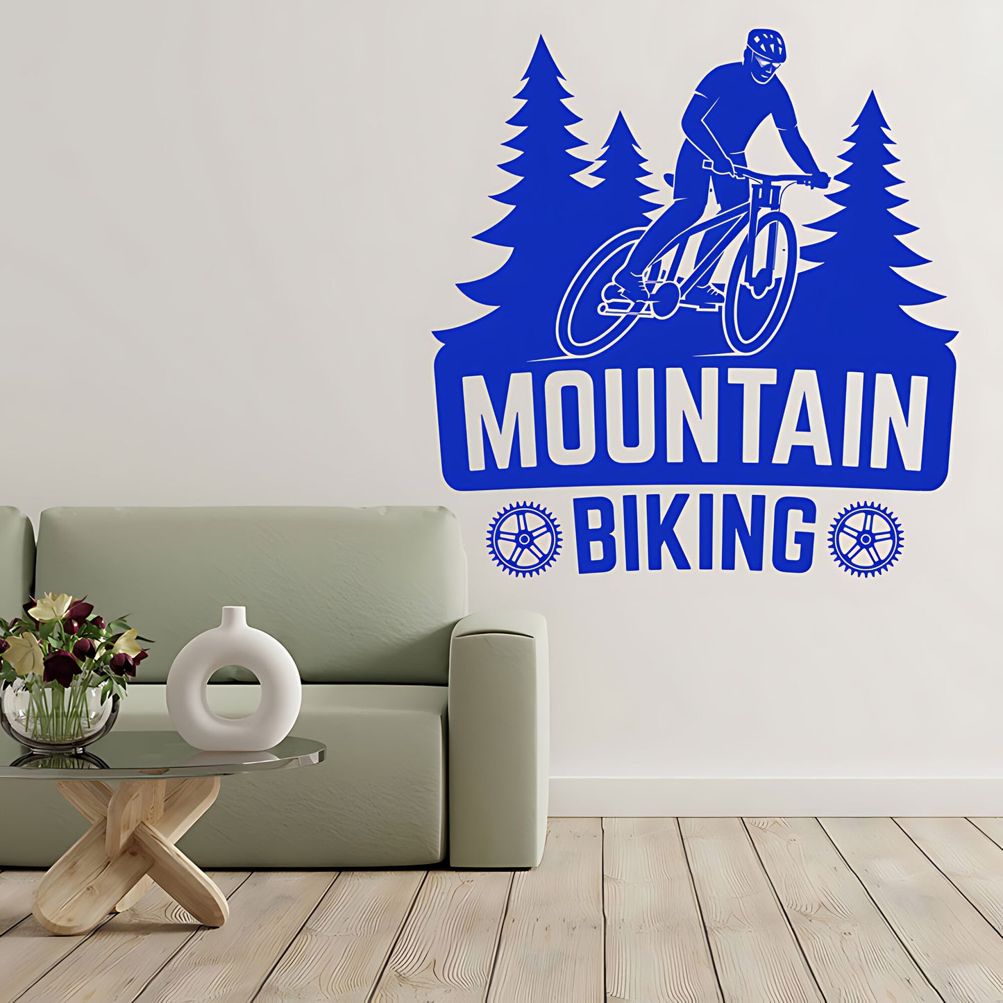 High-Energy Mountain Bike Wall Decal for Shops and Riders