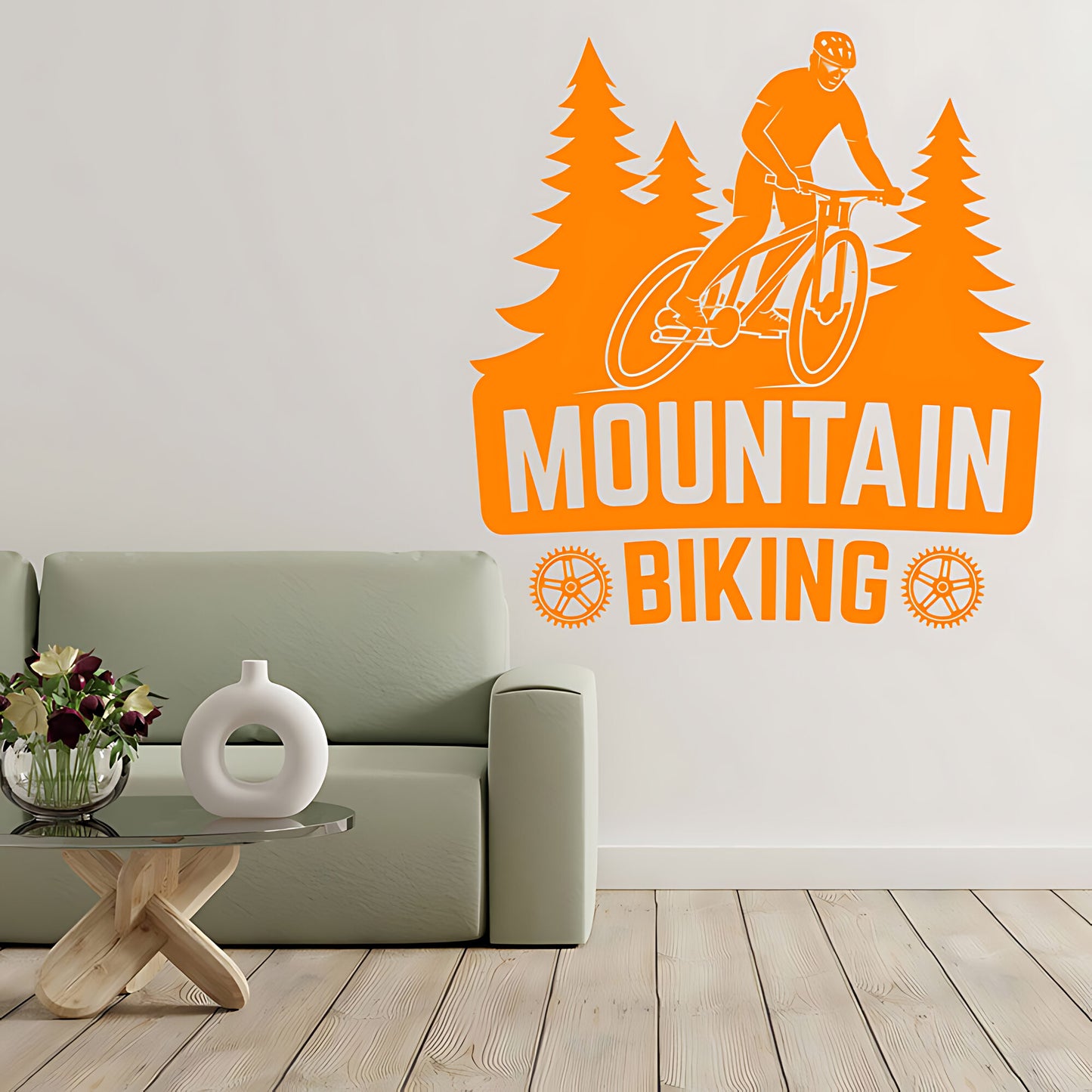 High-Energy Mountain Bike Wall Decal for Shops and Riders