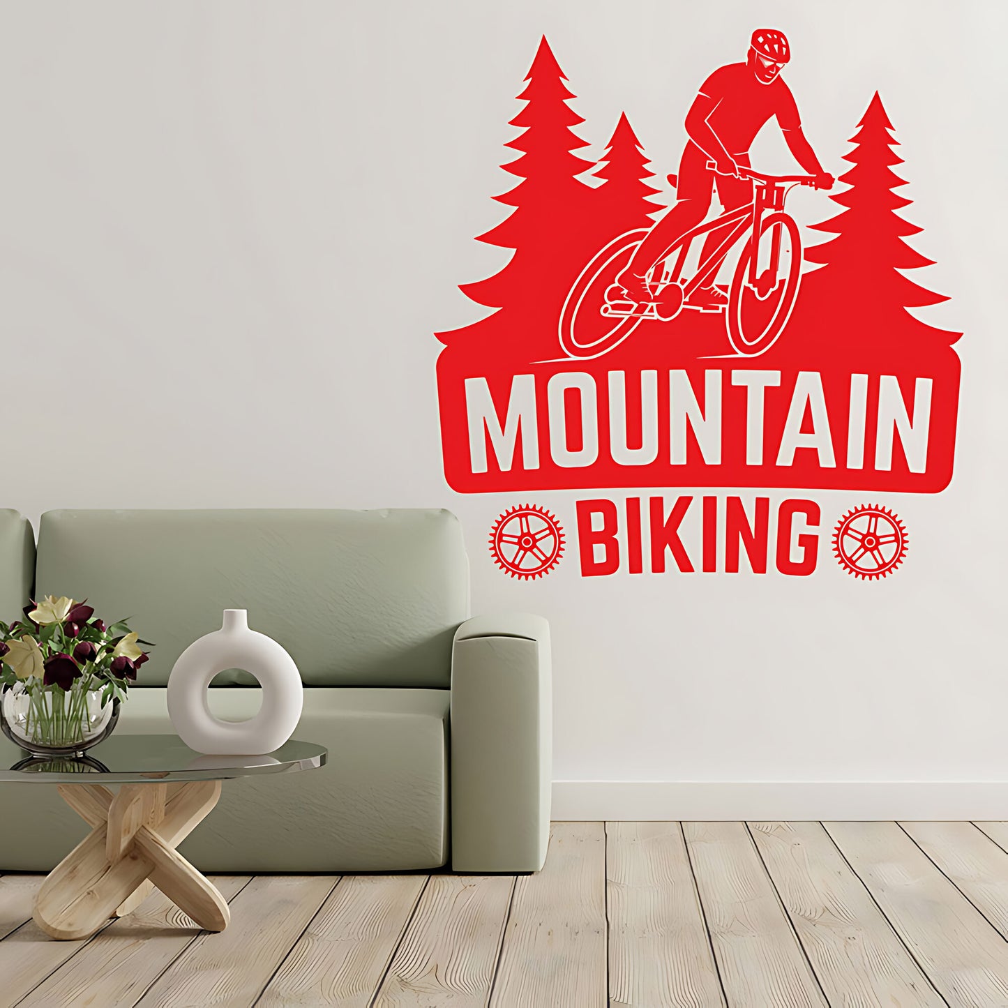 High-Energy Mountain Bike Wall Decal for Shops and Riders