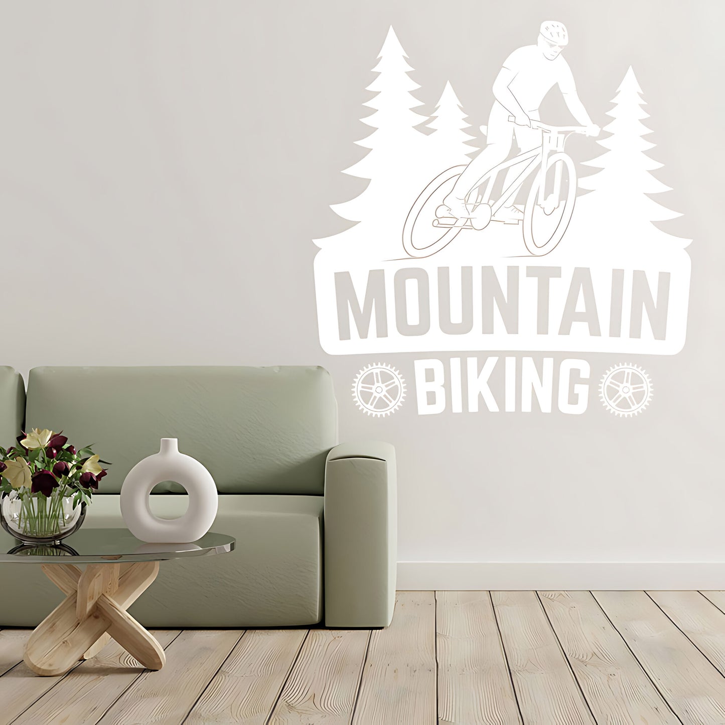 High-Energy Mountain Bike Wall Decal for Shops and Riders