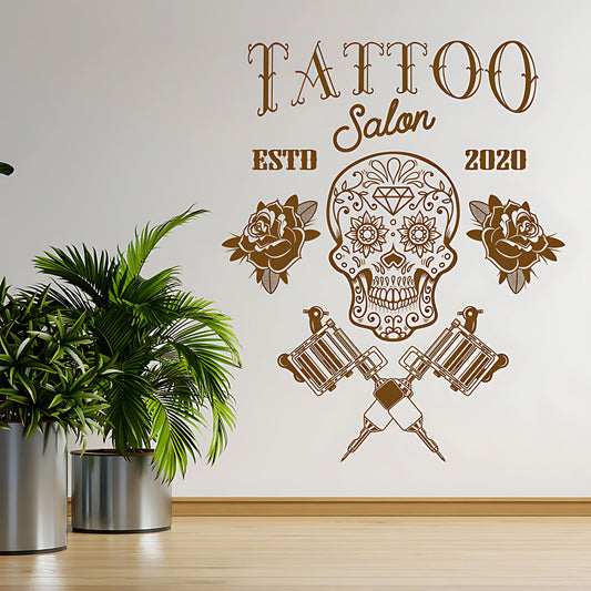 Tattooist Skull Graphics Wall Sticker for Tattoo Parlour Decor