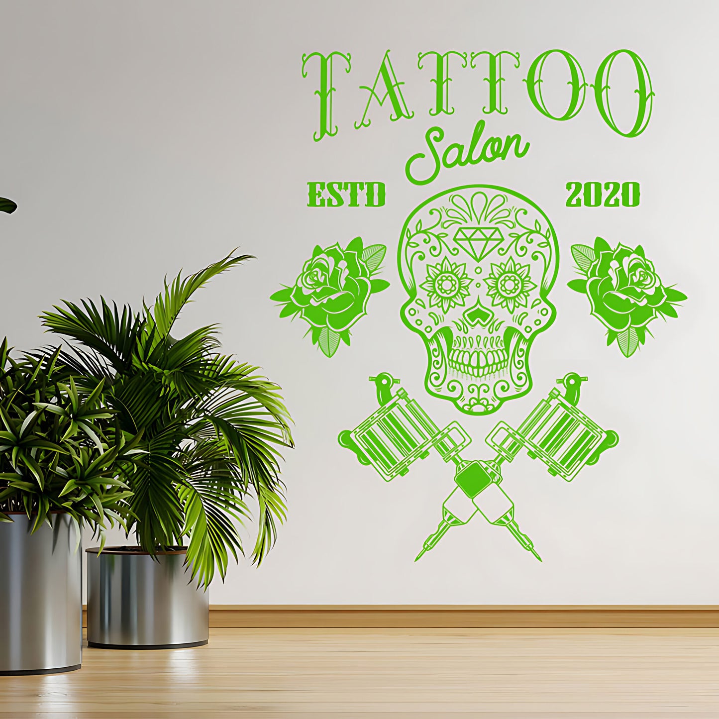 Tattooist Skull Graphics Wall Sticker for Tattoo Parlour Decor