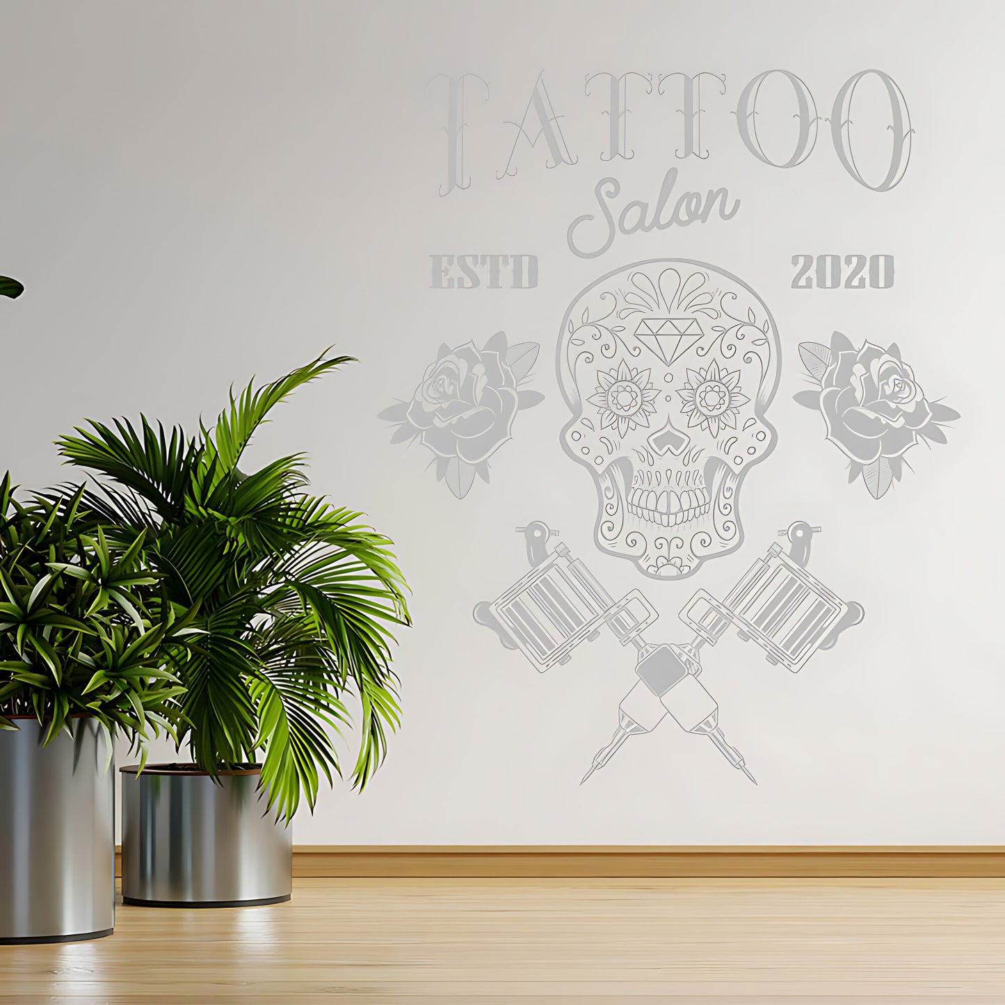Tattooist Skull Graphics Wall Sticker for Tattoo Parlour Decor