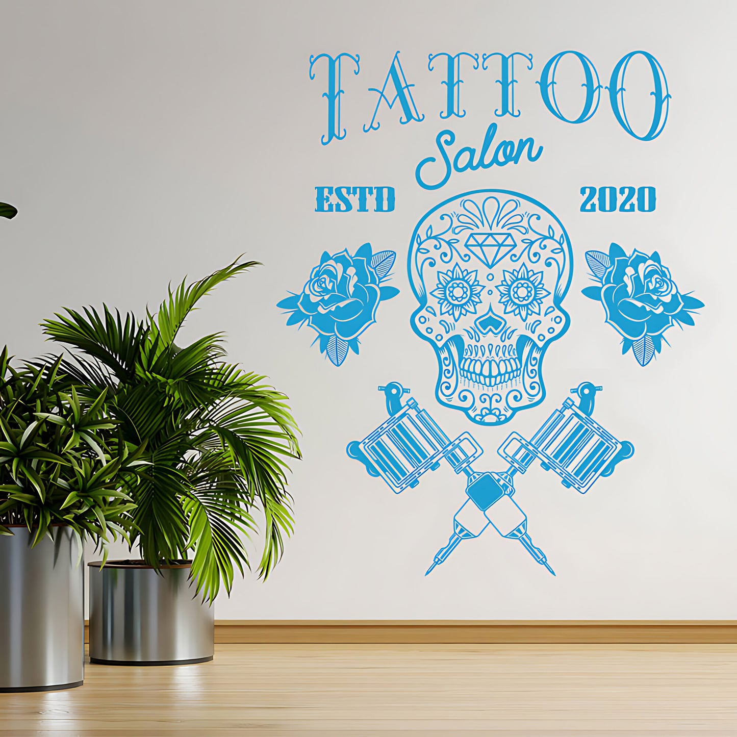 Tattooist Skull Graphics Wall Sticker for Tattoo Parlour Decor