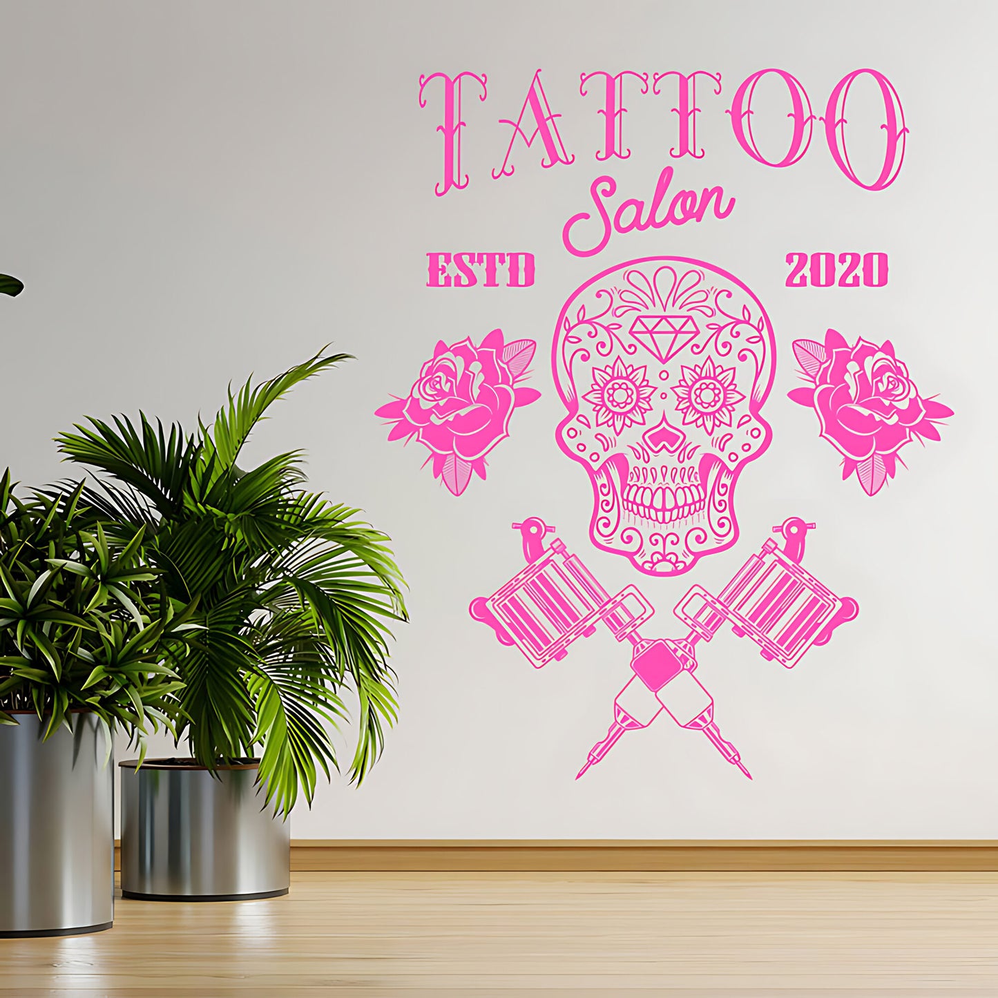 Tattooist Skull Graphics Wall Sticker for Tattoo Parlour Decor