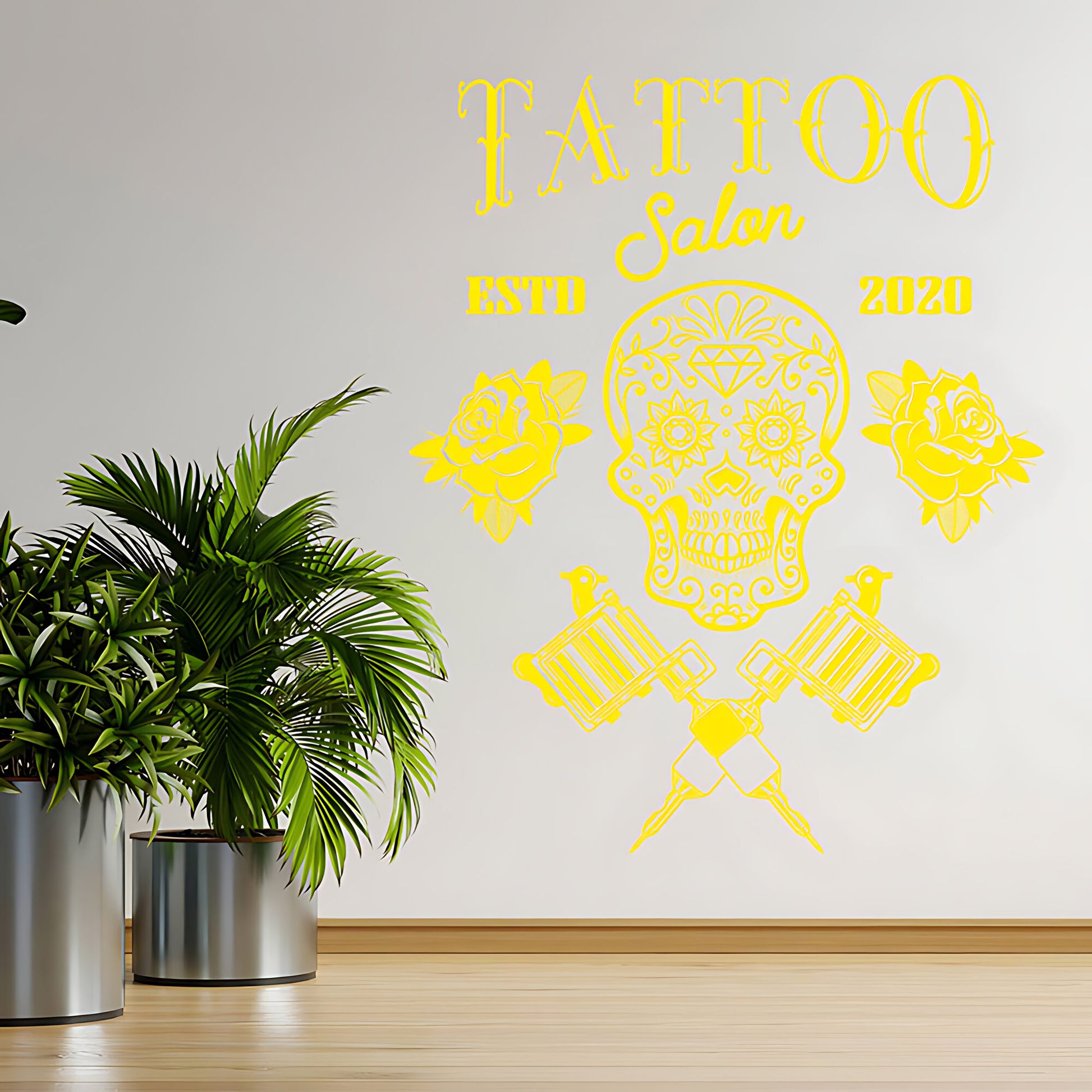 Tattooist Skull Graphics Wall Sticker for Tattoo Parlour Decor