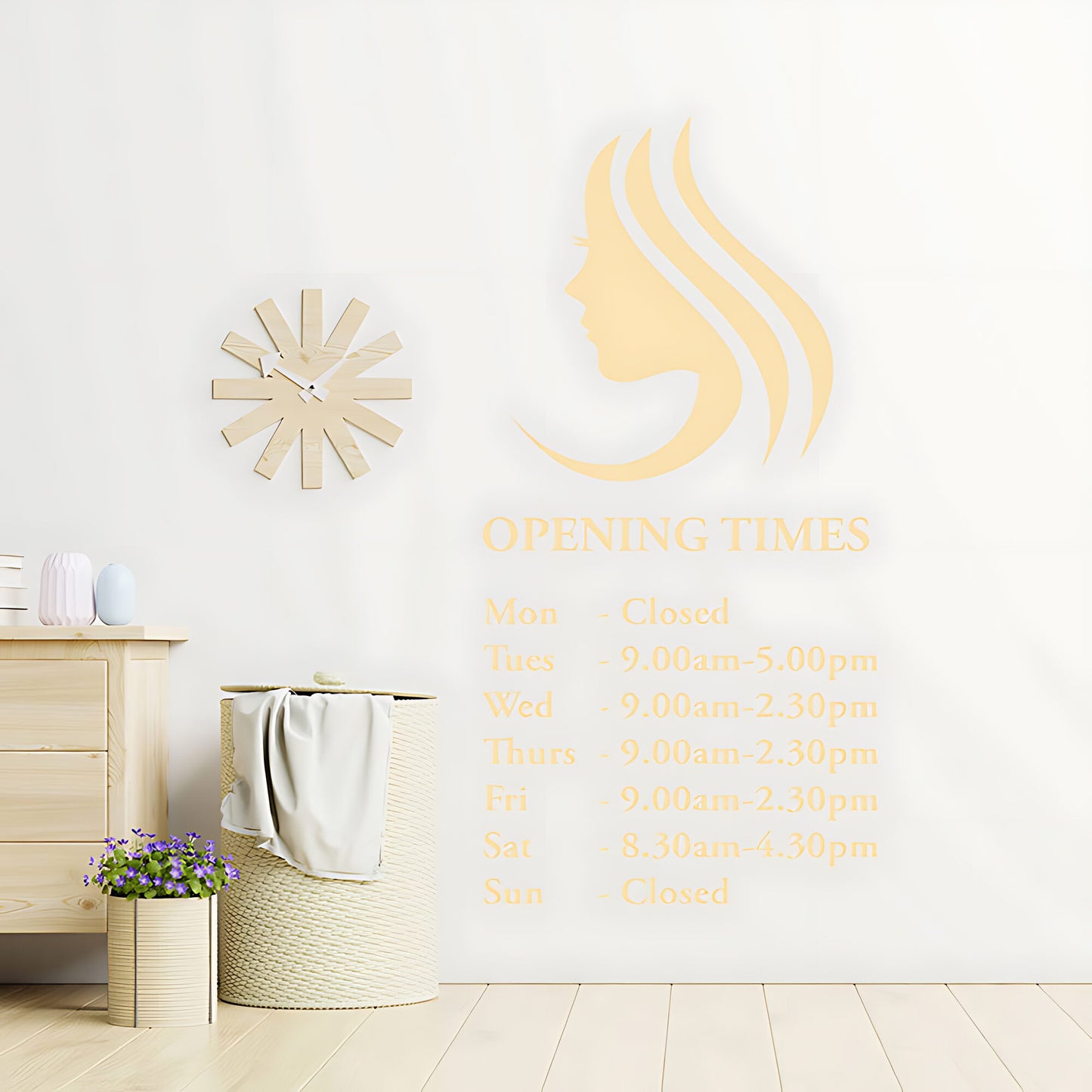 Hair & Beauty Salon Wall Sticker - Custom Opening Times Quote Decal
