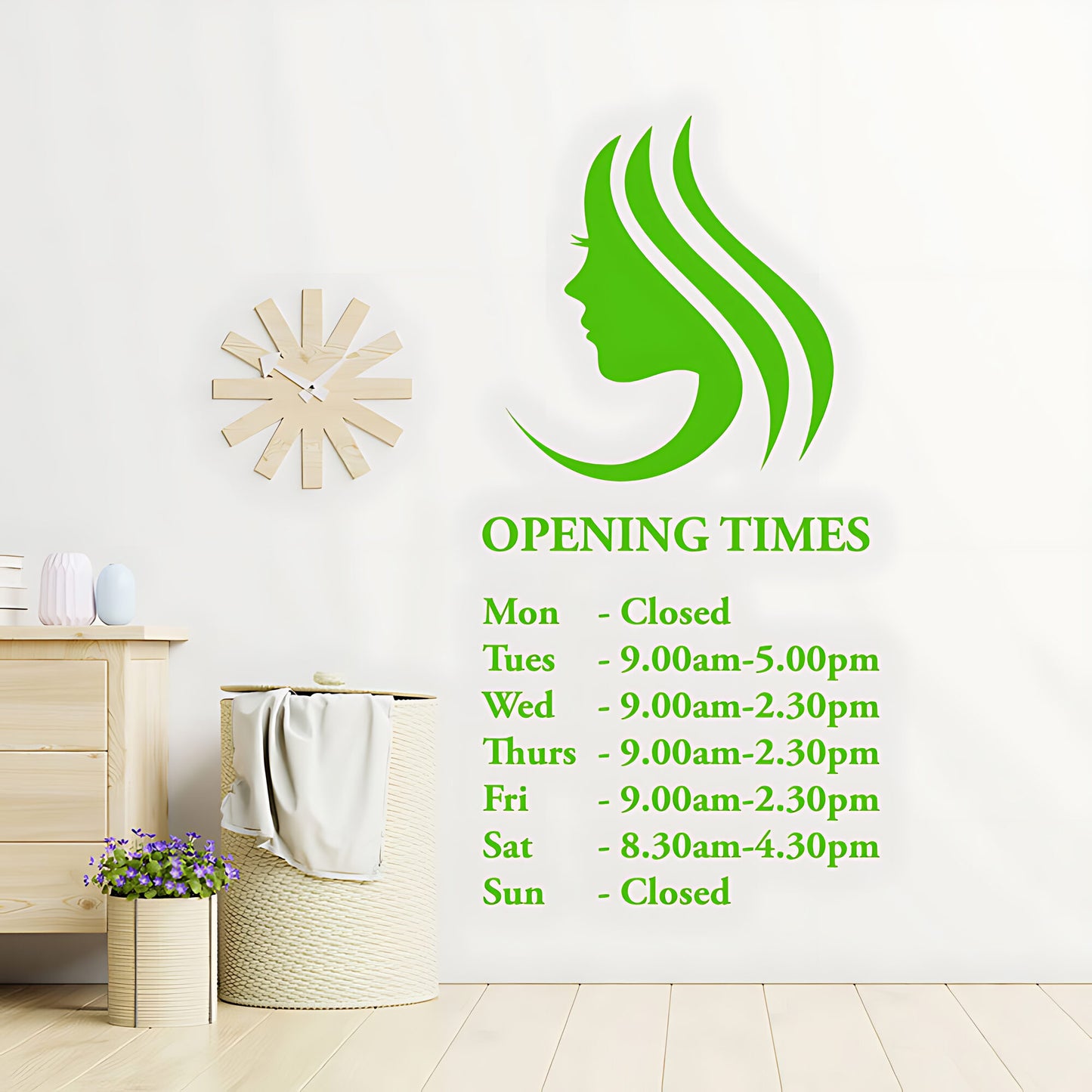 Hair & Beauty Salon Wall Sticker - Custom Opening Times Quote Decal
