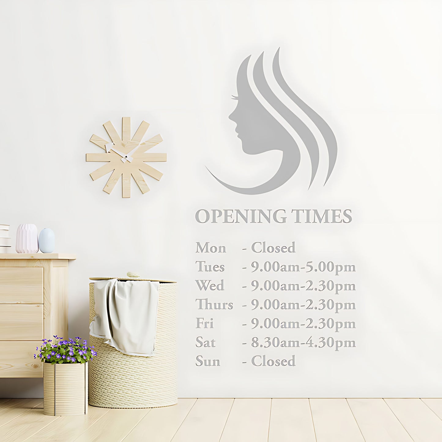 Hair & Beauty Salon Wall Sticker - Custom Opening Times Quote Decal