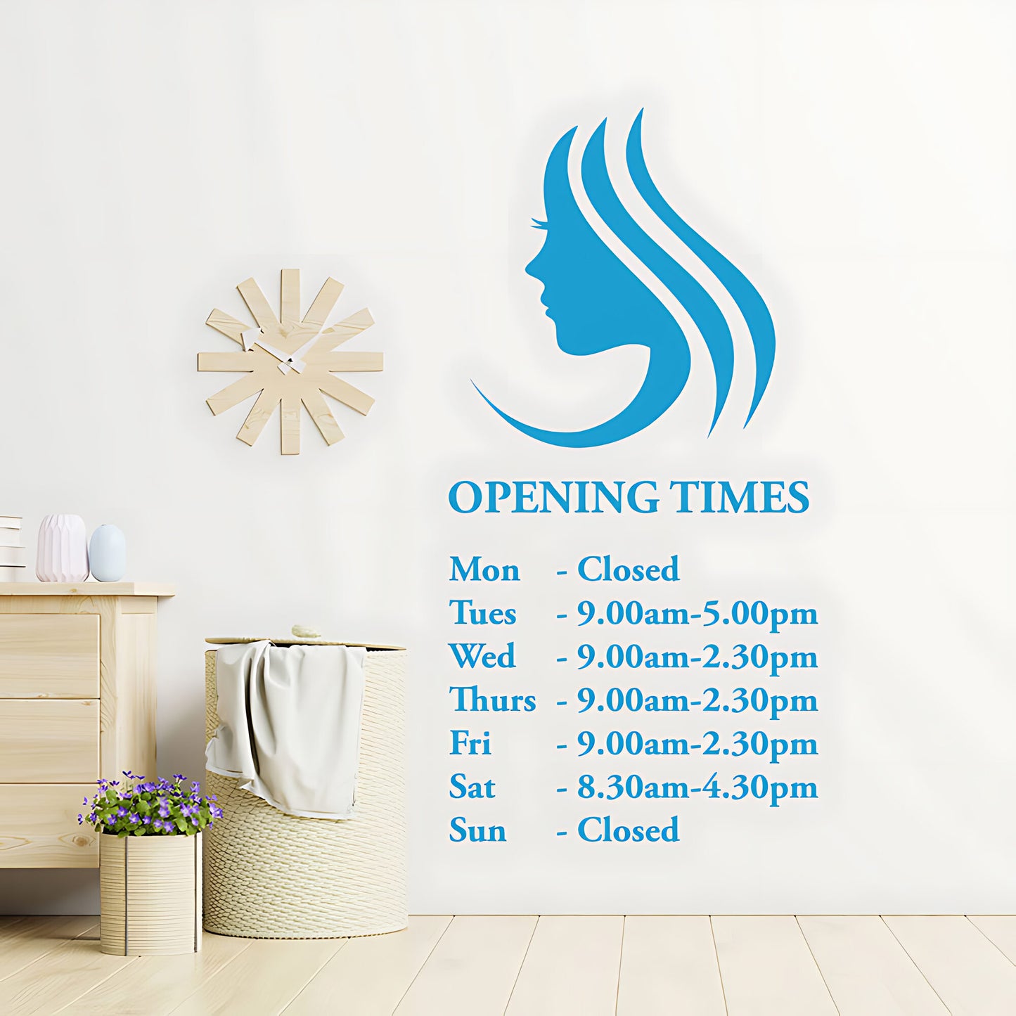 Hair & Beauty Salon Wall Sticker - Custom Opening Times Quote Decal