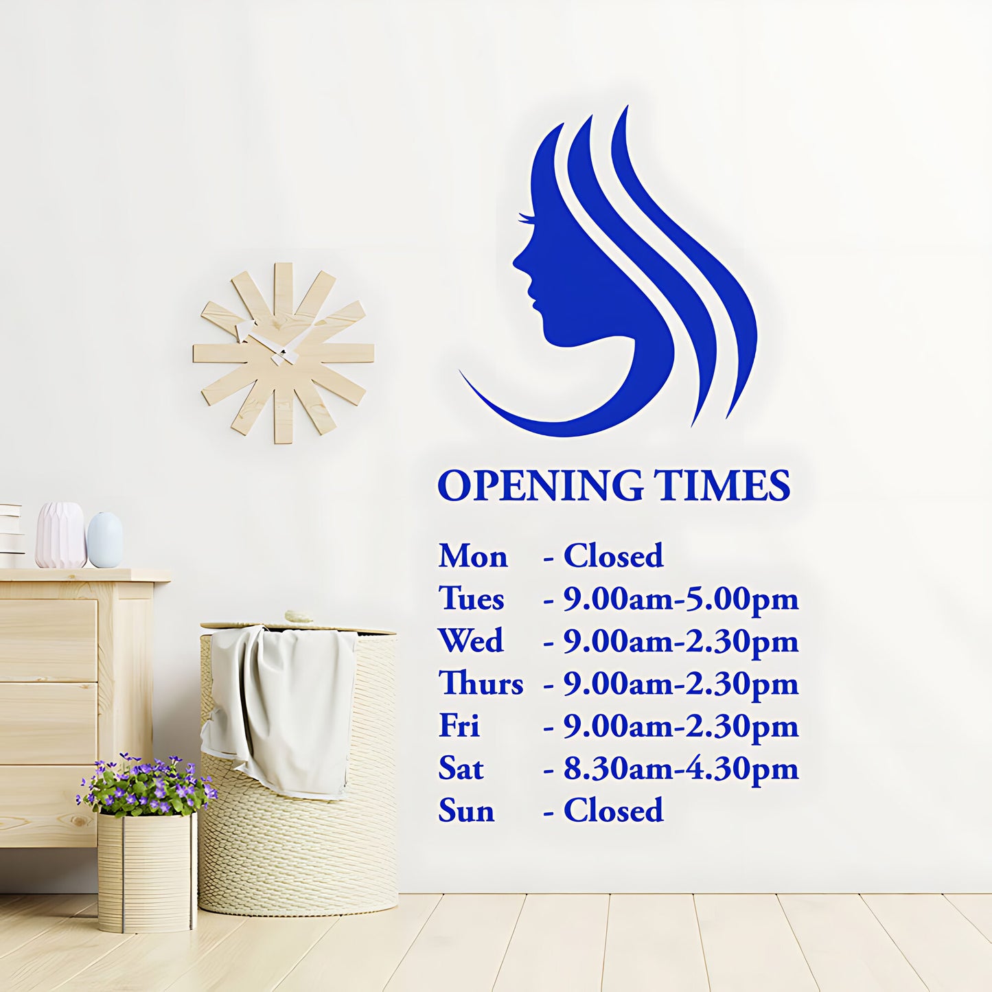 Hair & Beauty Salon Wall Sticker - Custom Opening Times Quote Decal