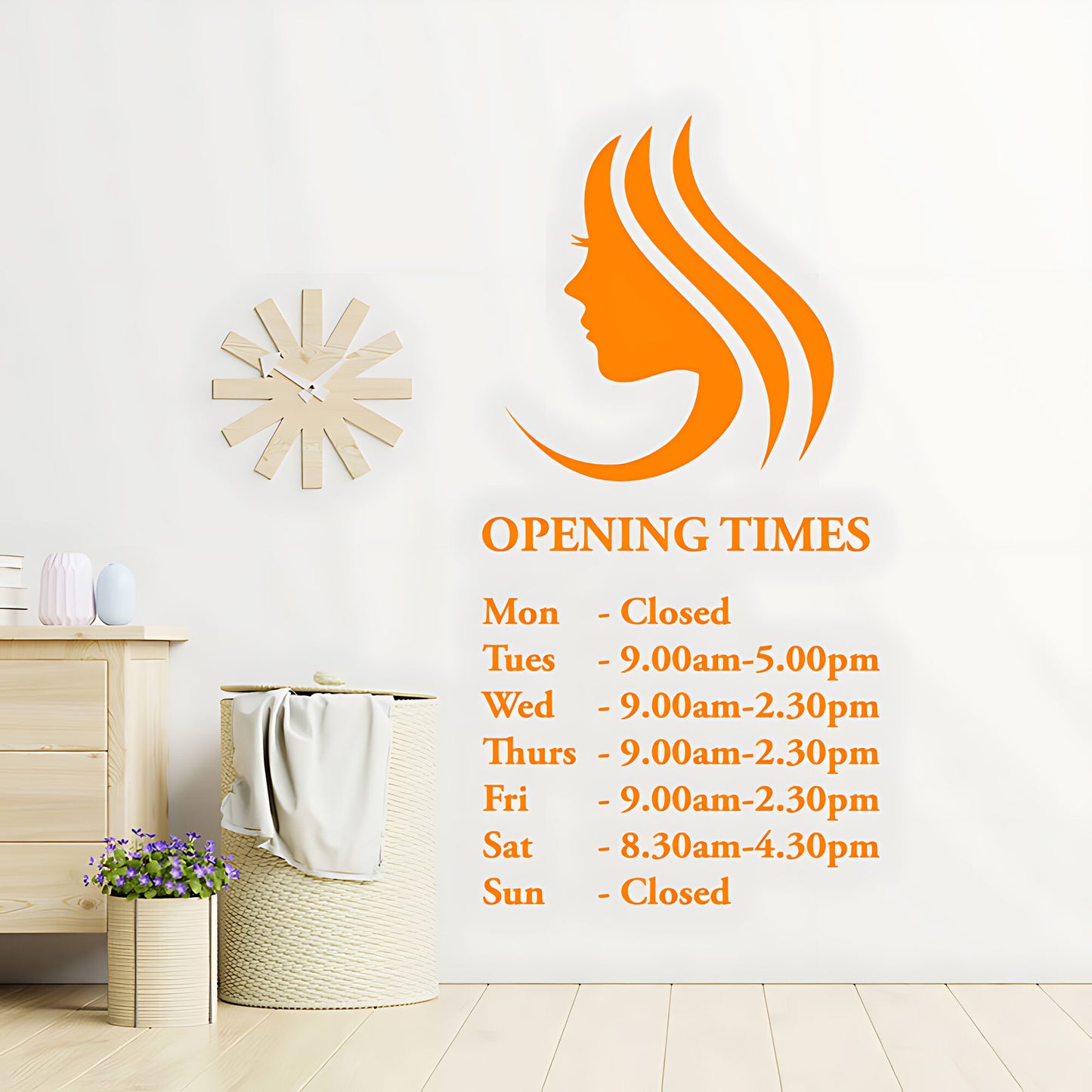 Hair & Beauty Salon Wall Sticker - Custom Opening Times Quote Decal