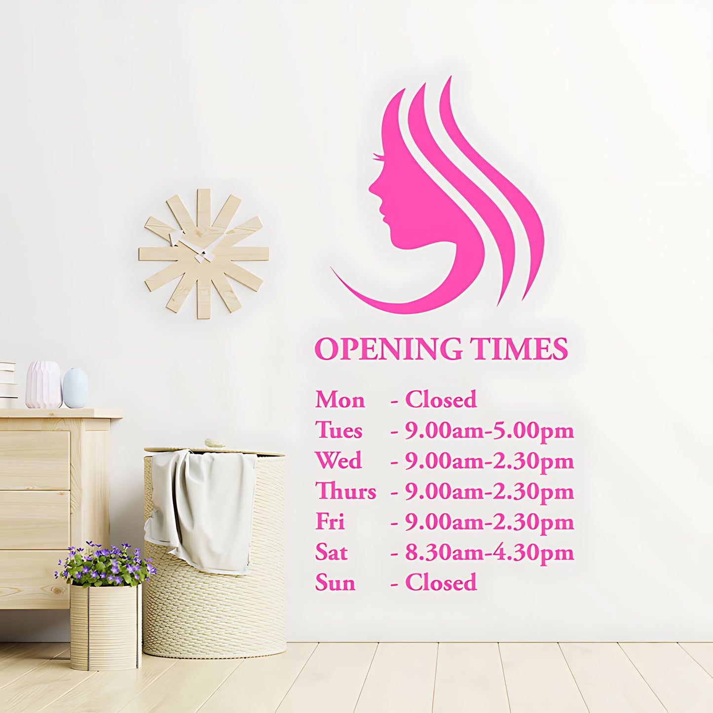 Hair & Beauty Salon Wall Sticker - Custom Opening Times Quote Decal