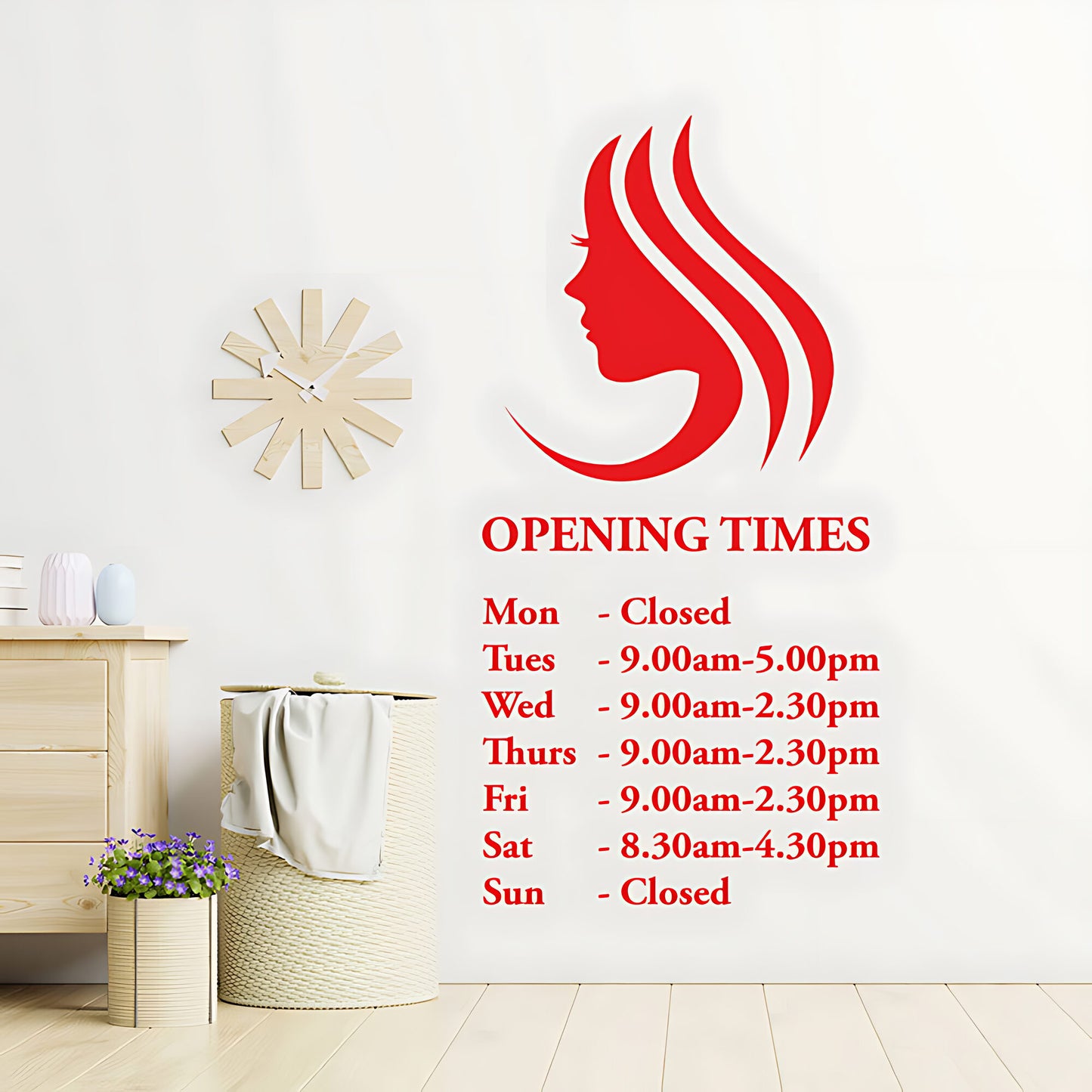 Hair & Beauty Salon Wall Sticker - Custom Opening Times Quote Decal