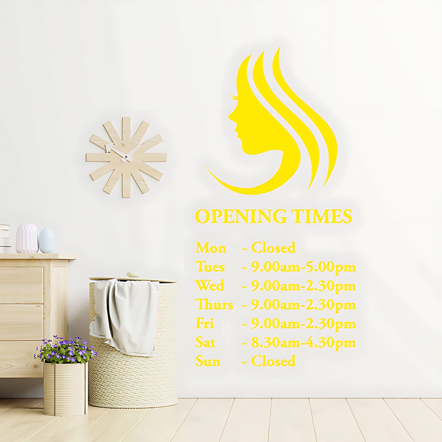 Hair & Beauty Salon Wall Sticker - Custom Opening Times Quote Decal