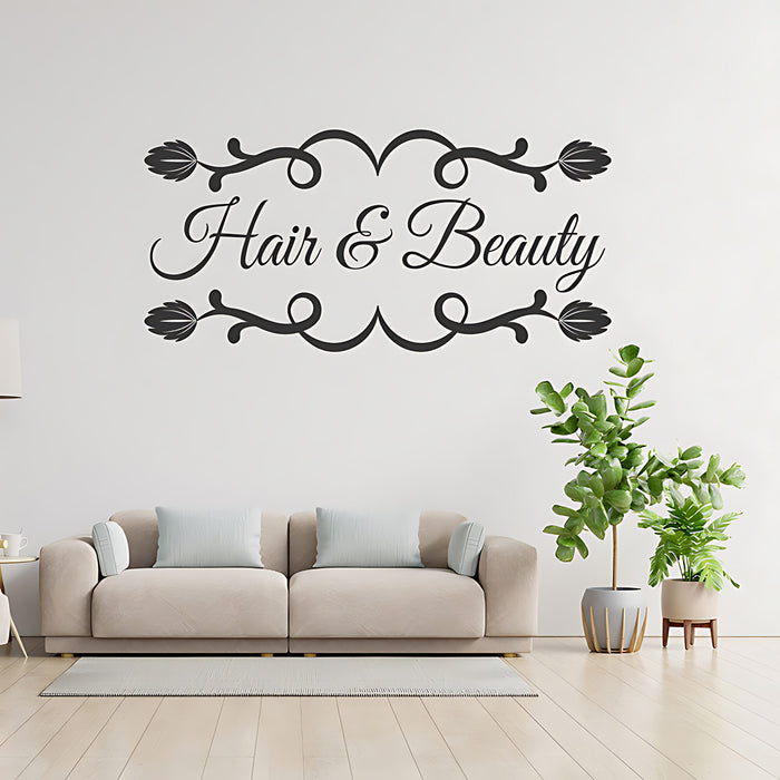 Hair & Beauty Salon Wall Decal - Elegant Sign Art Graphic