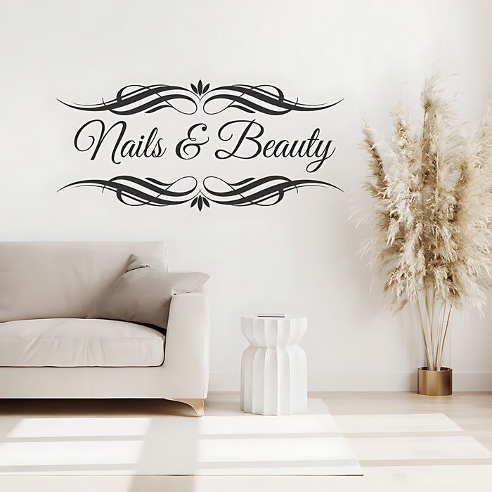 Nails & Beauty Salon Wall Decal - Elegant Art & Hair Graphic