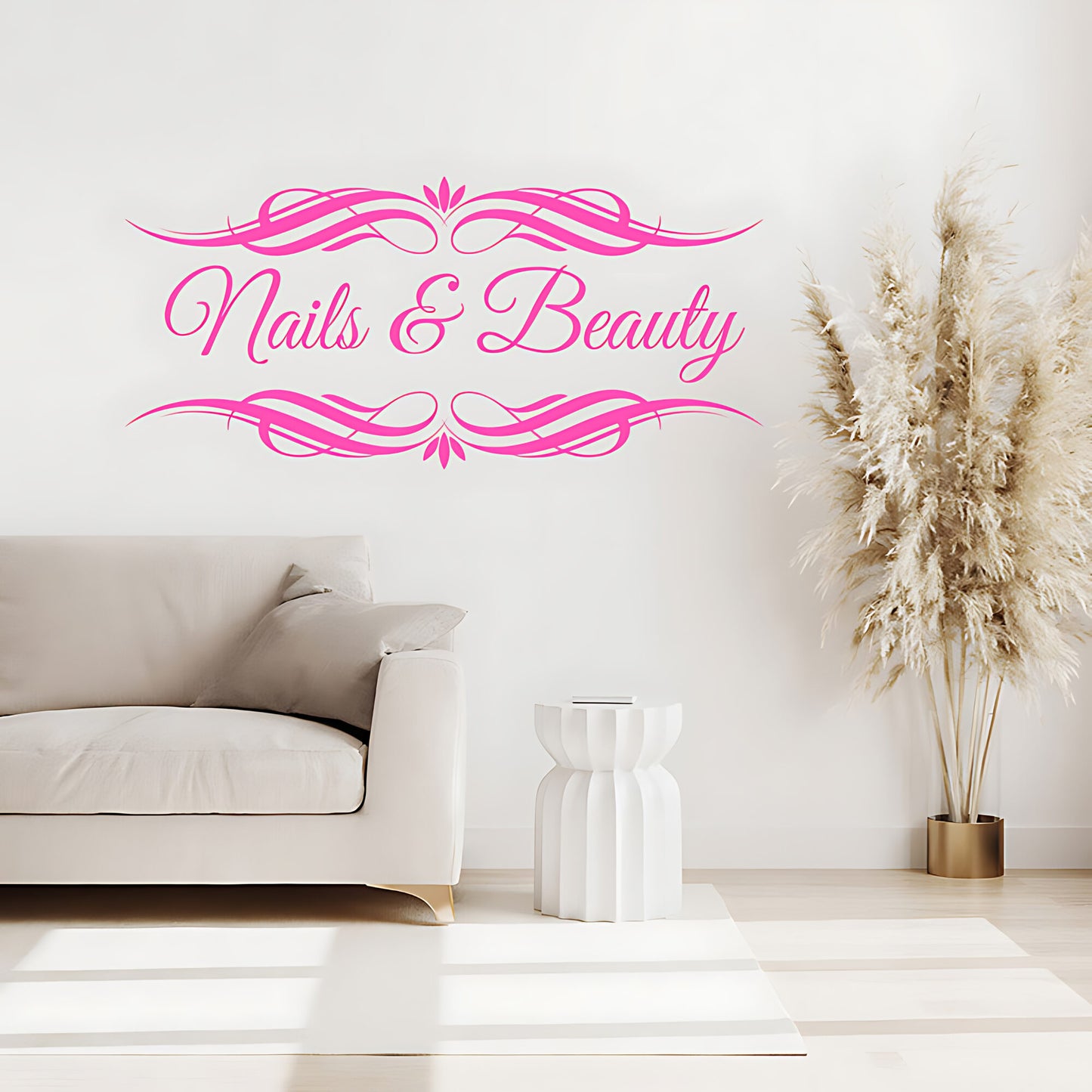 Nails & Beauty Salon Wall Decal - Elegant Art & Hair Graphic