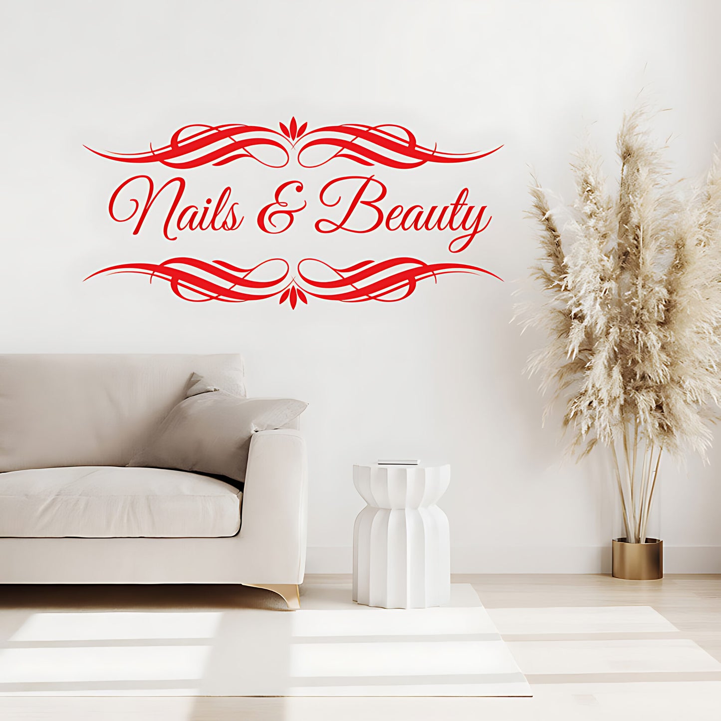Nails & Beauty Salon Wall Decal - Elegant Art & Hair Graphic