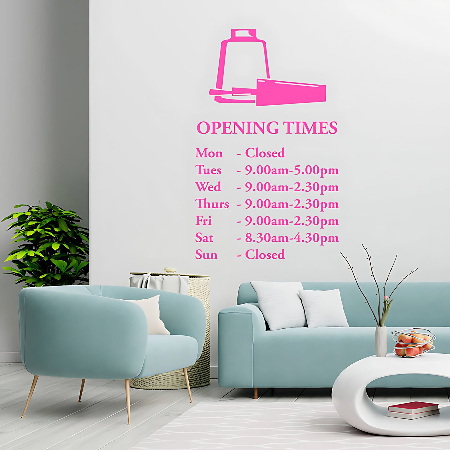 Custom Opening Times Hair & Beauty Salon Wall Sticker - Quote Art