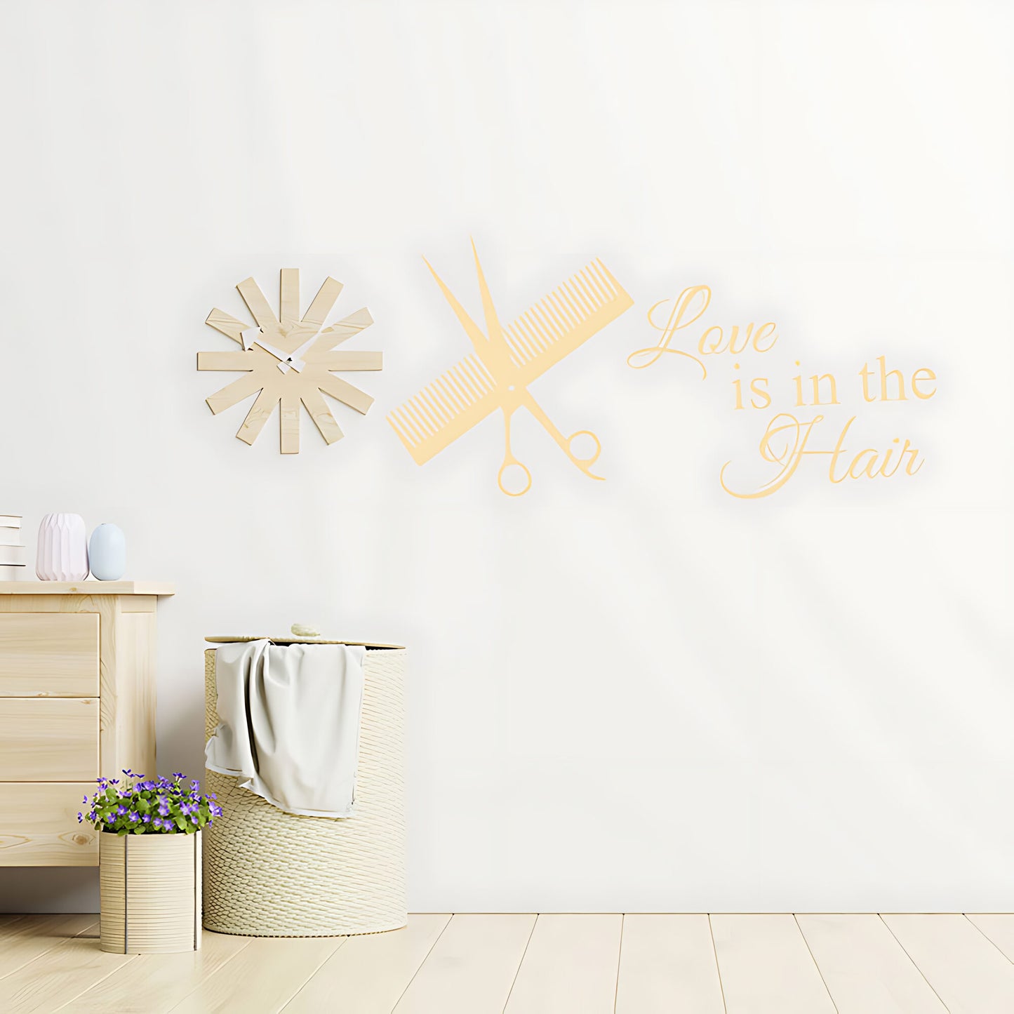 Love is in the Hair Salon Wall Sticker - Hairdresser Quote Decal