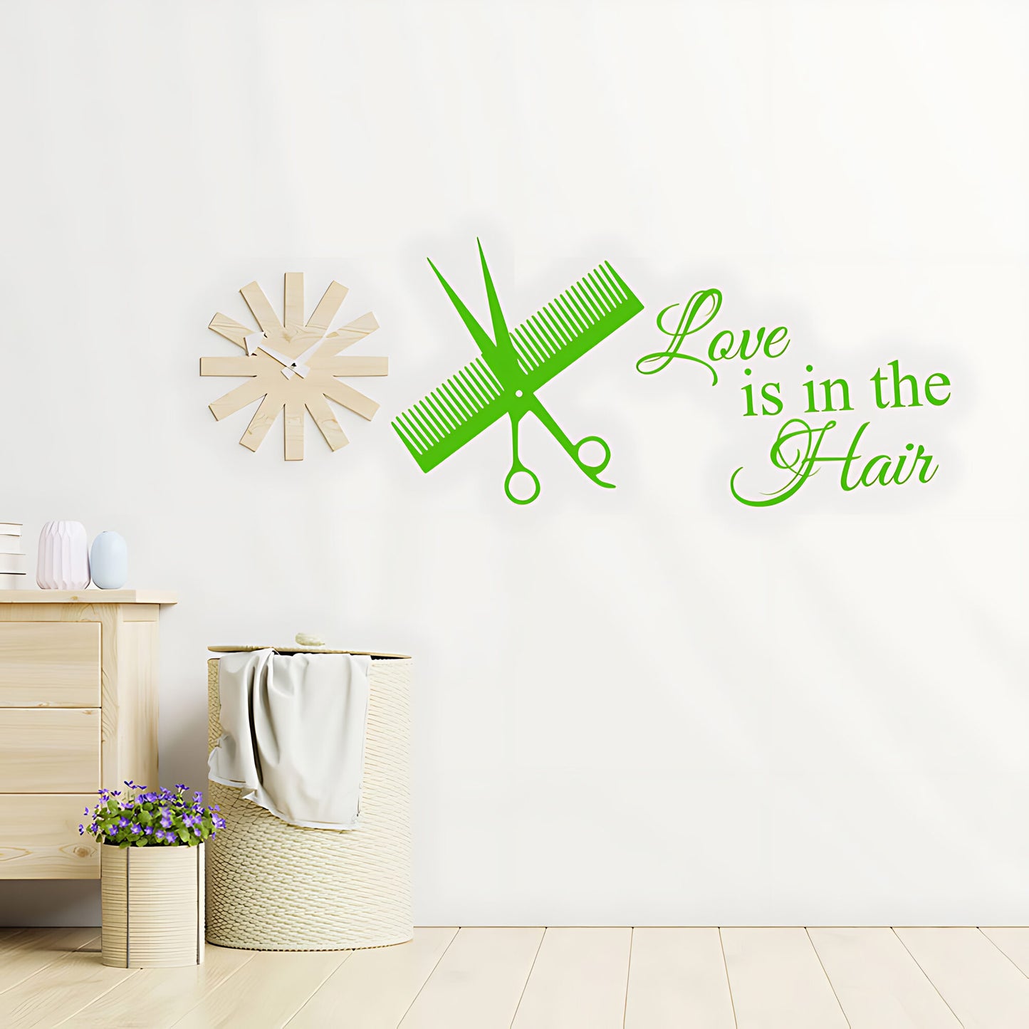 Love is in the Hair Salon Wall Sticker - Hairdresser Quote Decal