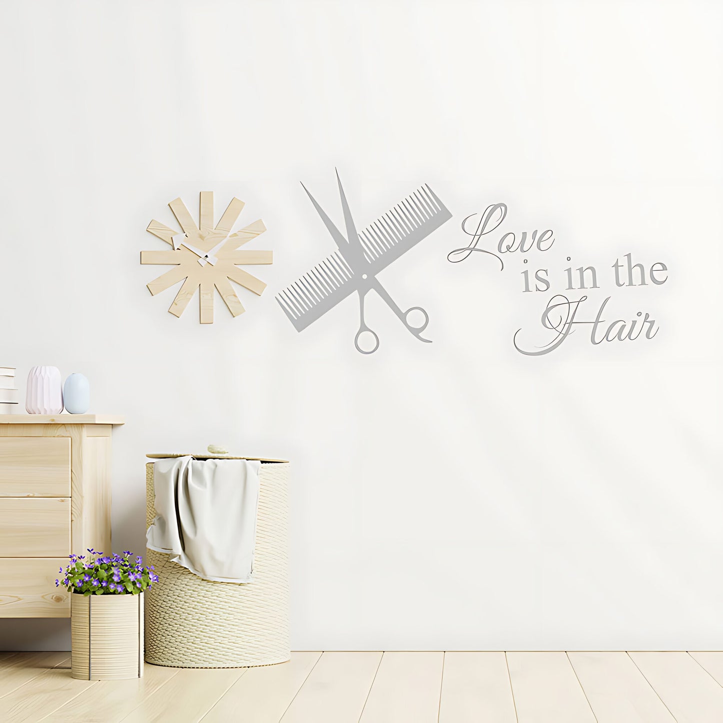 Love is in the Hair Salon Wall Sticker - Hairdresser Quote Decal