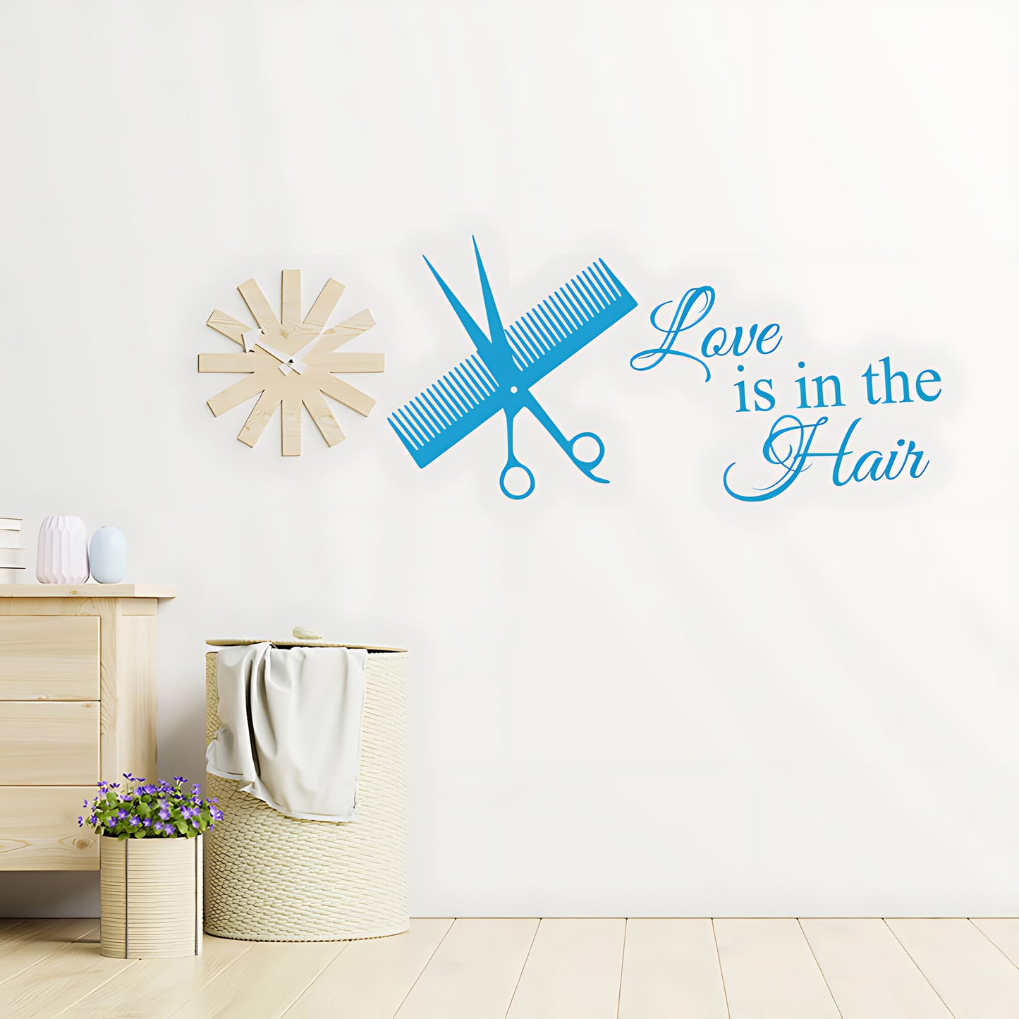 Love is in the Hair Salon Wall Sticker - Hairdresser Quote Decal