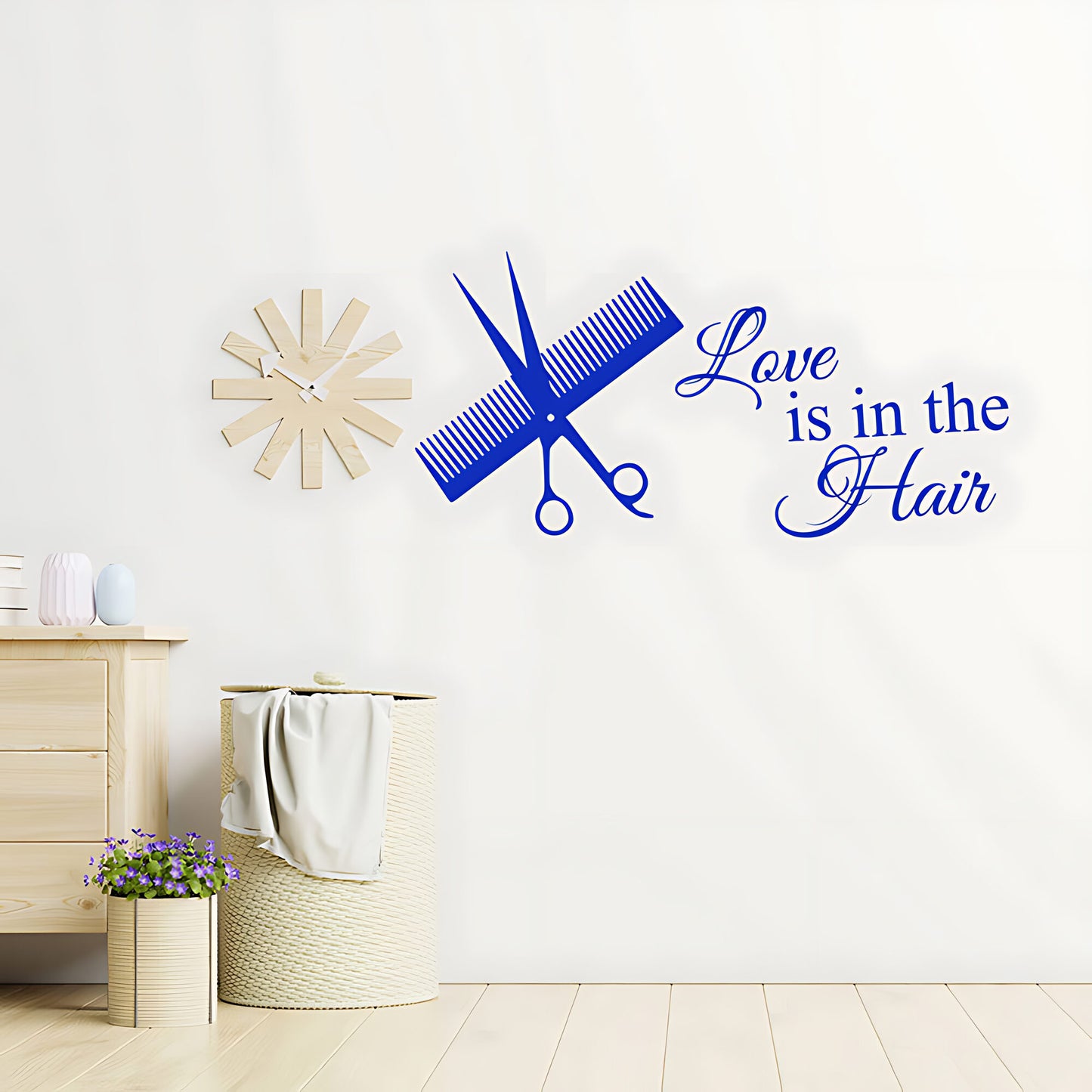 Love is in the Hair Salon Wall Sticker - Hairdresser Quote Decal