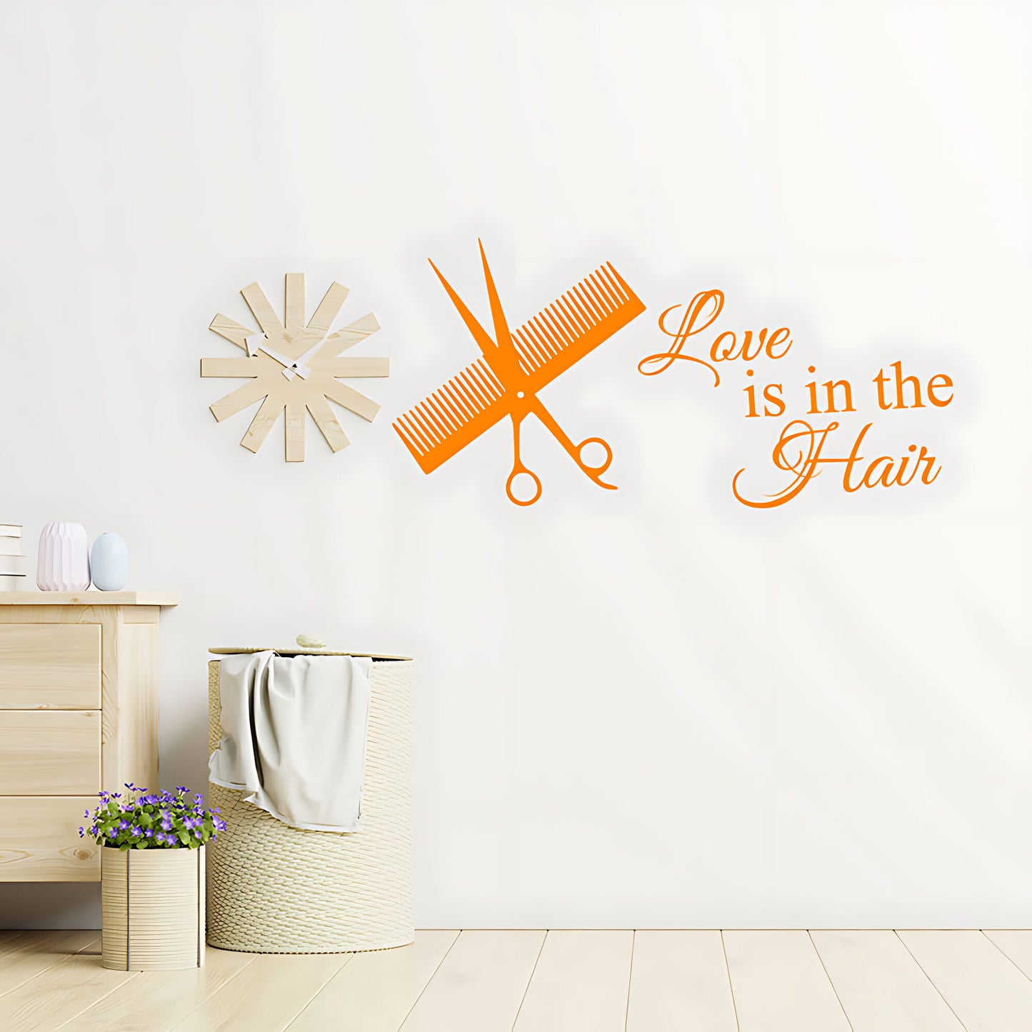 Love is in the Hair Salon Wall Sticker - Hairdresser Quote Decal