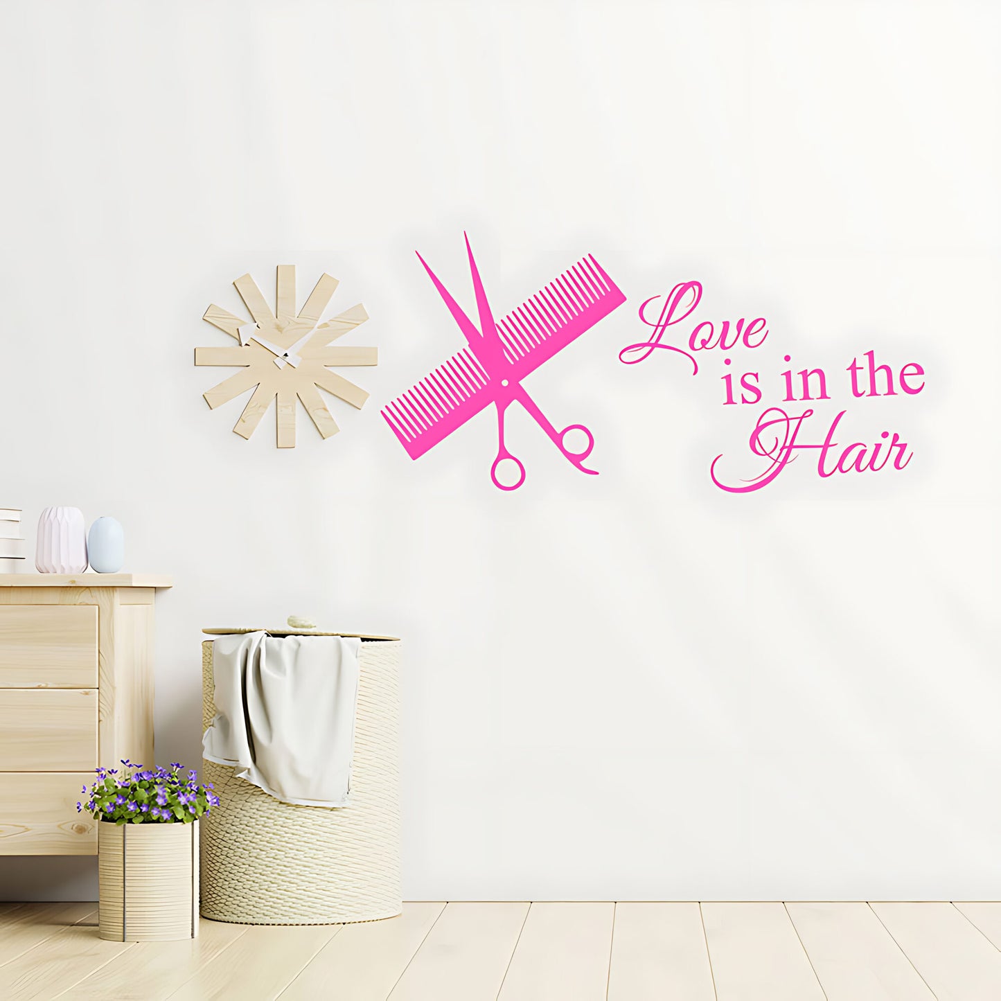 Love is in the Hair Salon Wall Sticker - Hairdresser Quote Decal