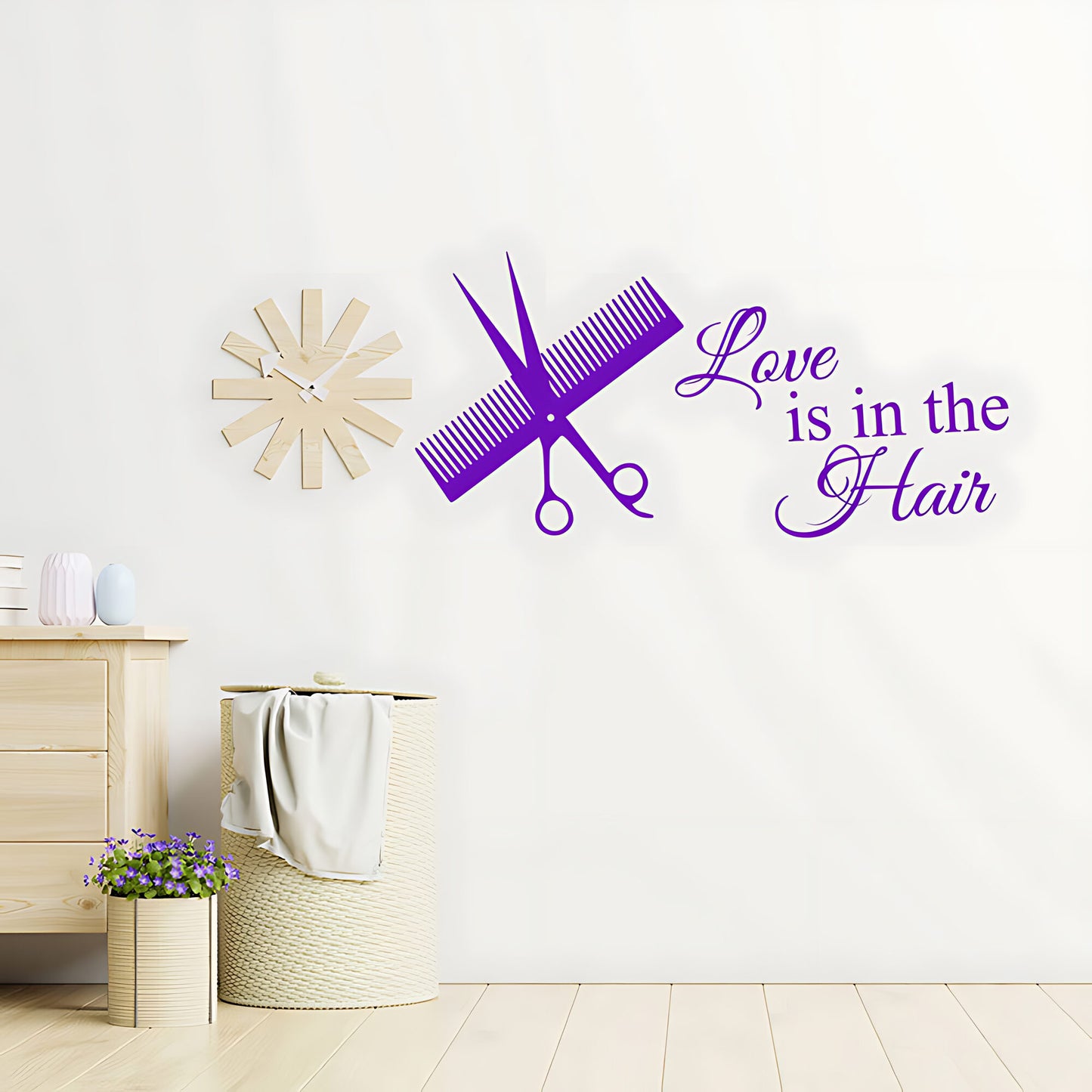 Love is in the Hair Salon Wall Sticker - Hairdresser Quote Decal