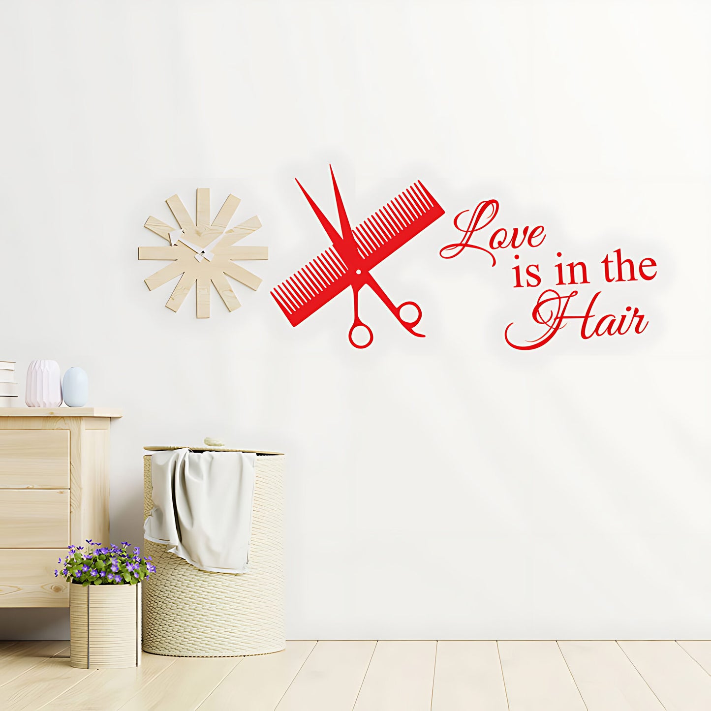 Love is in the Hair Salon Wall Sticker - Hairdresser Quote Decal