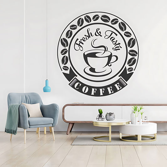 Coffee Wall Sticker | Cafe & Restaurant Vinyl Art Decal with Quote