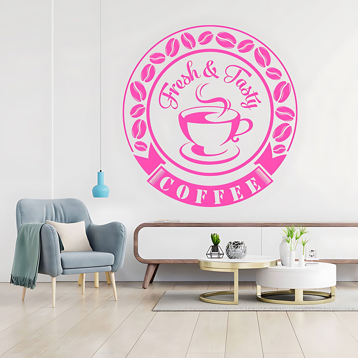 Coffee Wall Sticker | Cafe & Restaurant Vinyl Art Decal with Quote