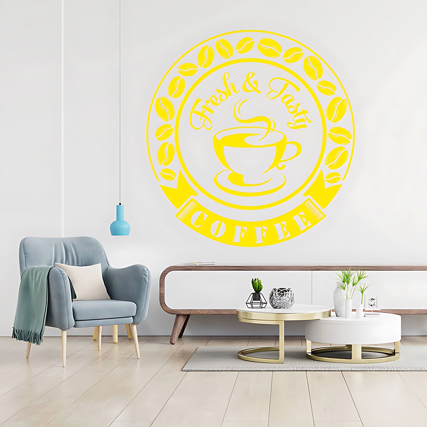 Coffee Wall Sticker | Cafe & Restaurant Vinyl Art Decal with Quote