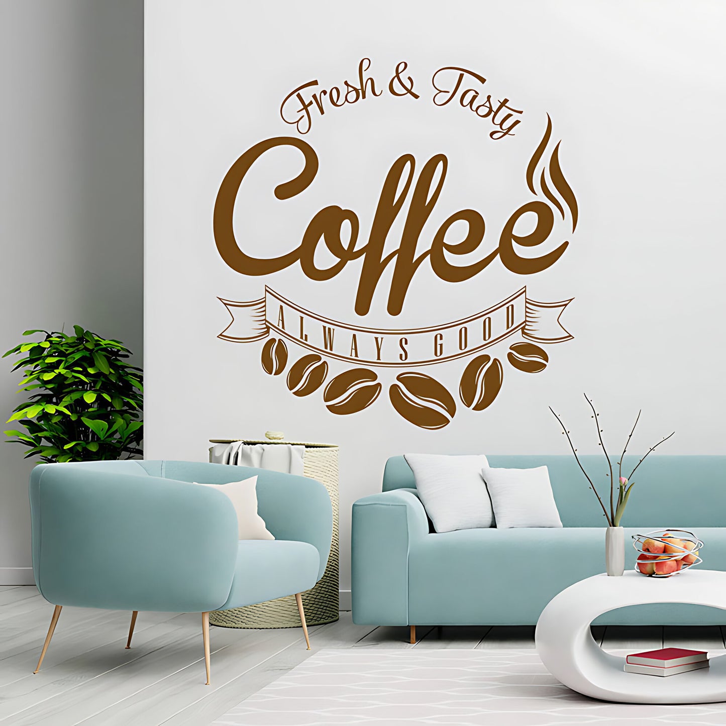 Fresh and Tasty Coffee Always Good Wall Sticker – Cafe Kitchen Vinyl Decal