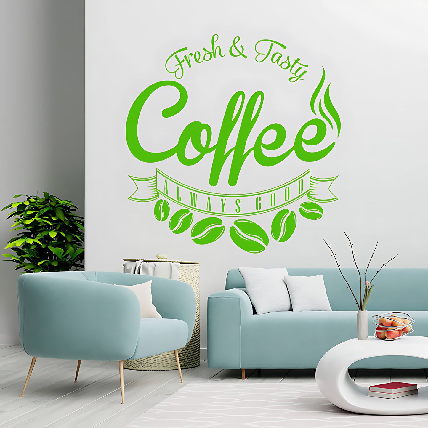 Fresh and Tasty Coffee Always Good Wall Sticker – Cafe Kitchen Vinyl Decal