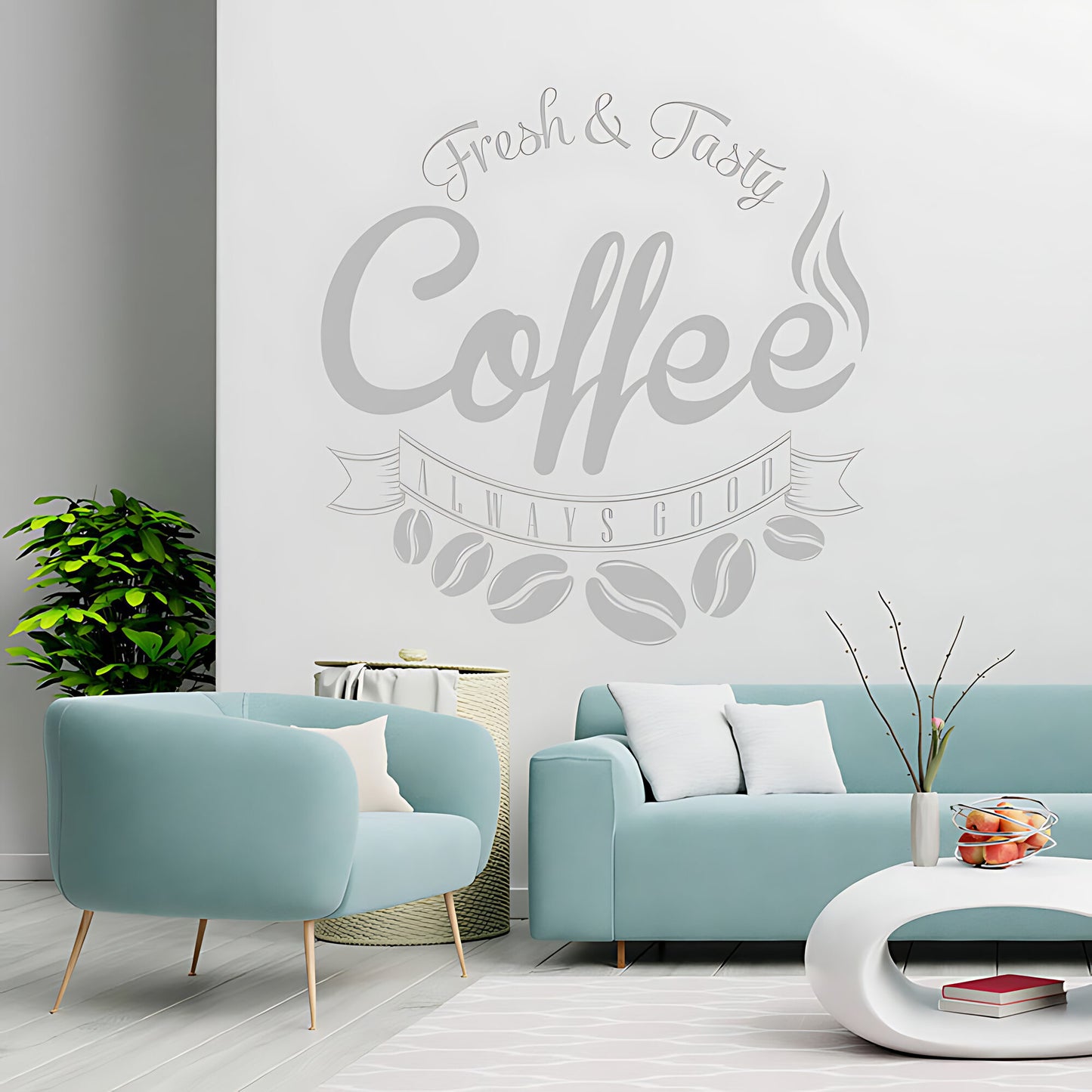 Fresh and Tasty Coffee Always Good Wall Sticker – Cafe Kitchen Vinyl Decal