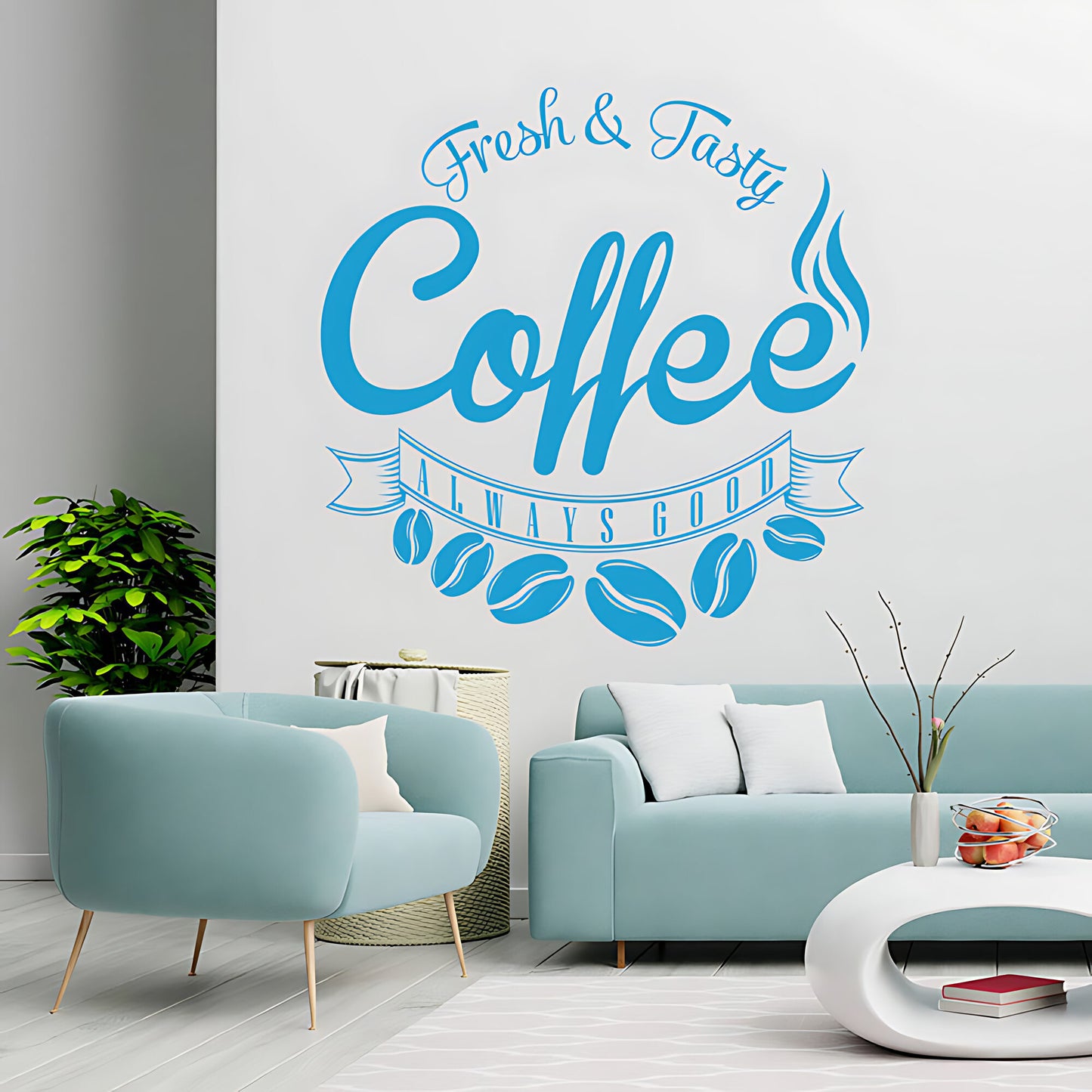 Fresh and Tasty Coffee Always Good Wall Sticker – Cafe Kitchen Vinyl Decal