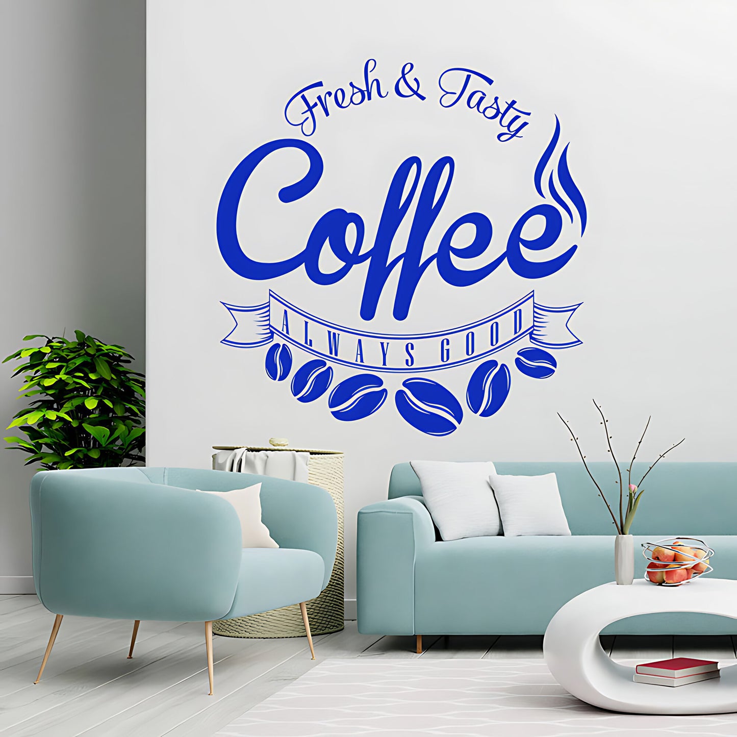 Fresh and Tasty Coffee Always Good Wall Sticker – Cafe Kitchen Vinyl Decal