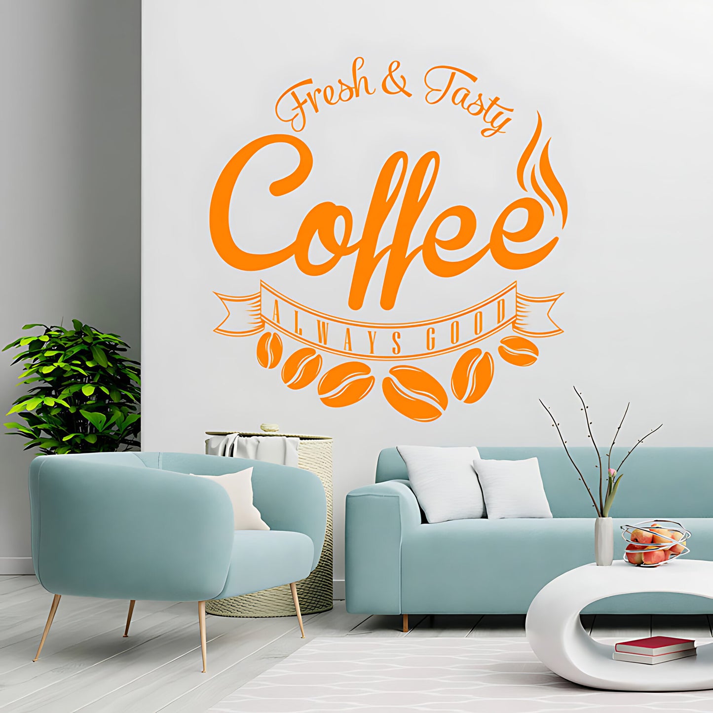 Fresh and Tasty Coffee Always Good Wall Sticker – Cafe Kitchen Vinyl Decal