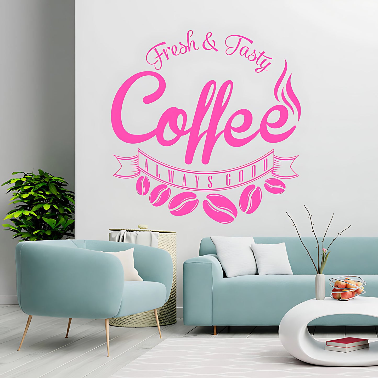 Fresh and Tasty Coffee Always Good Wall Sticker – Cafe Kitchen Vinyl Decal