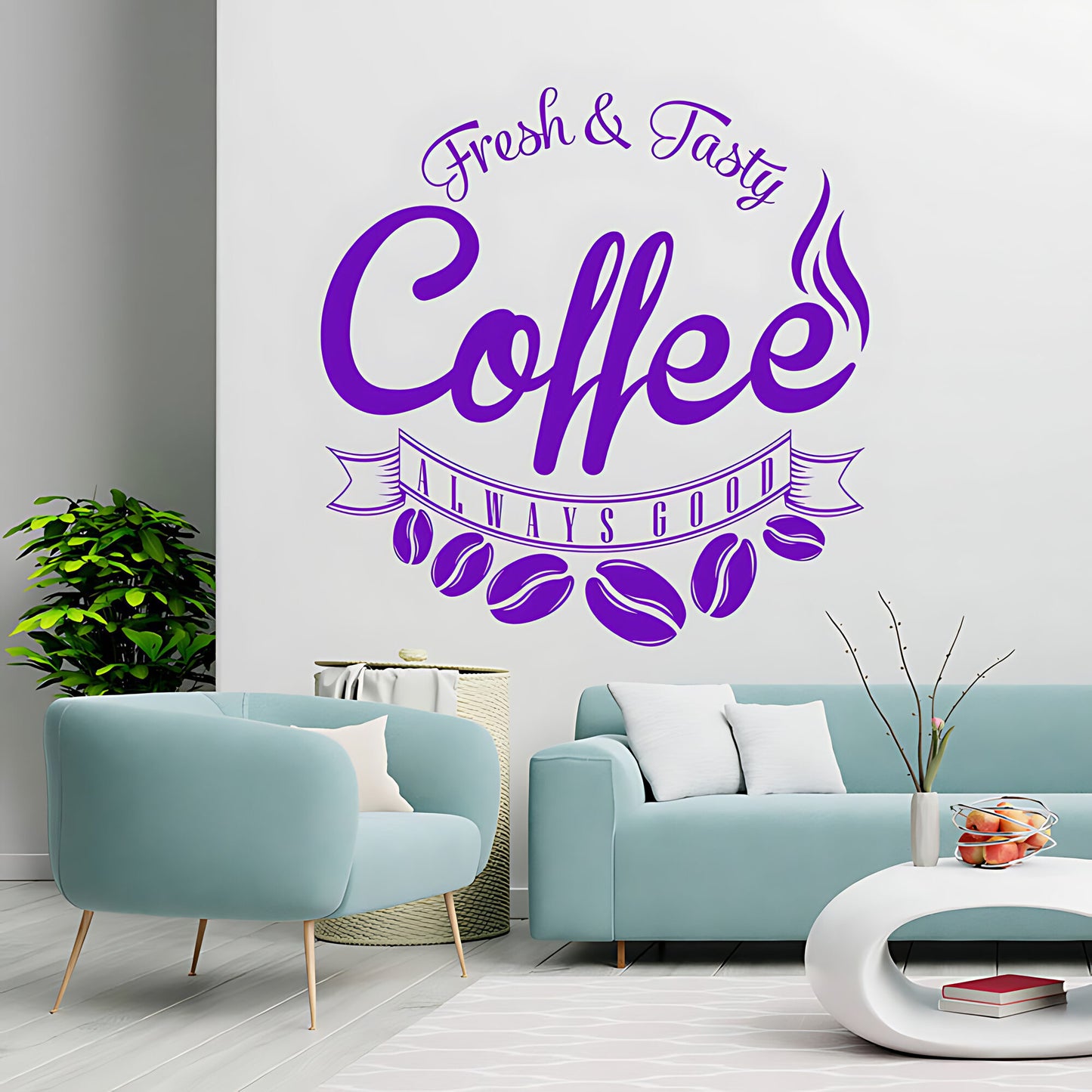 Fresh and Tasty Coffee Always Good Wall Sticker – Cafe Kitchen Vinyl Decal