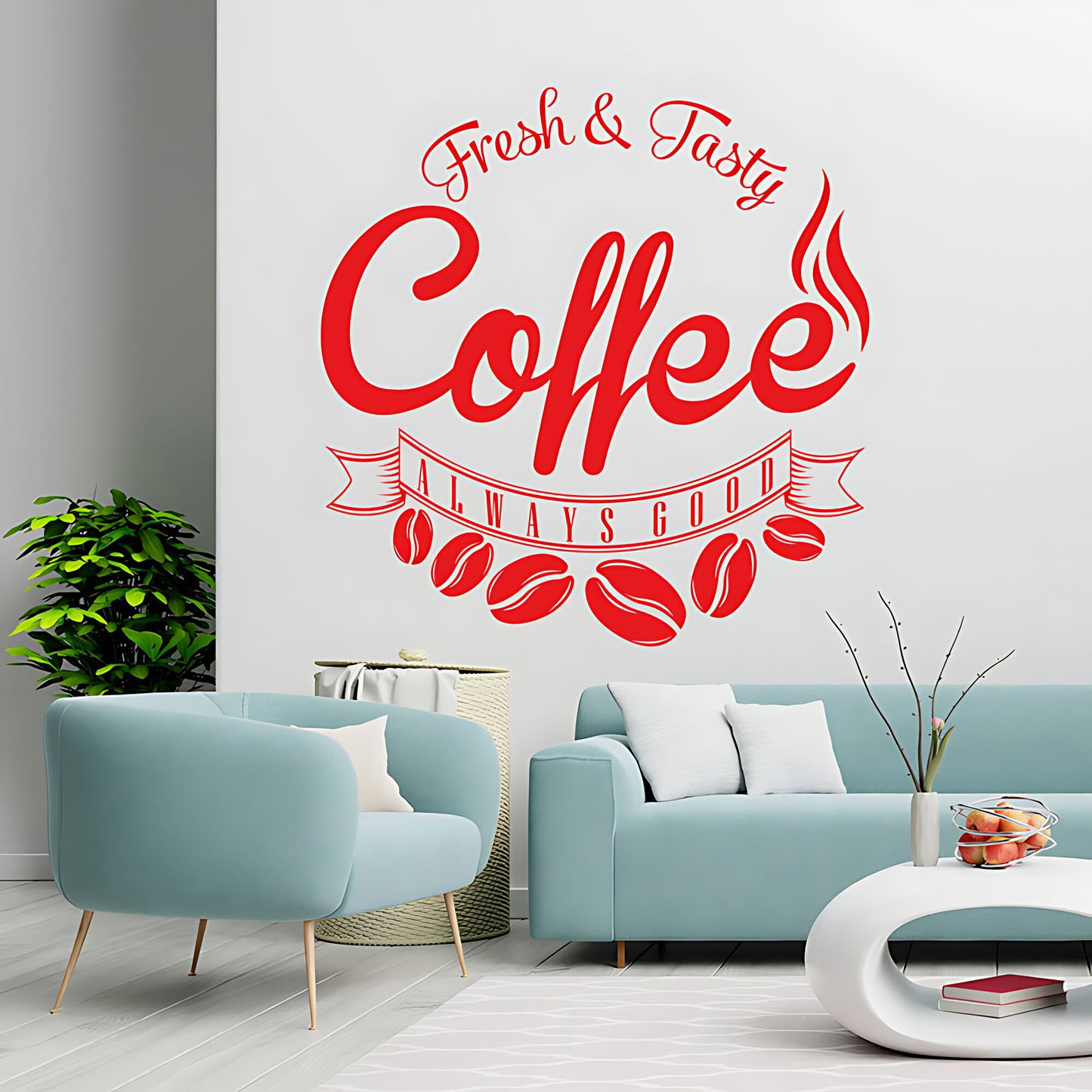 Fresh and Tasty Coffee Always Good Wall Sticker – Cafe Kitchen Vinyl Decal