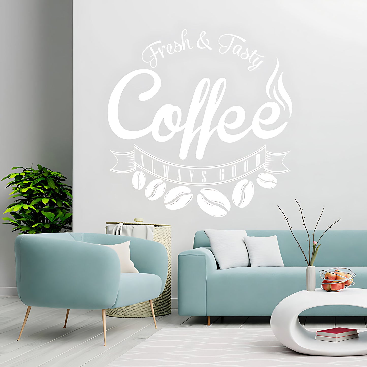 Fresh and Tasty Coffee Always Good Wall Sticker – Cafe Kitchen Vinyl Decal