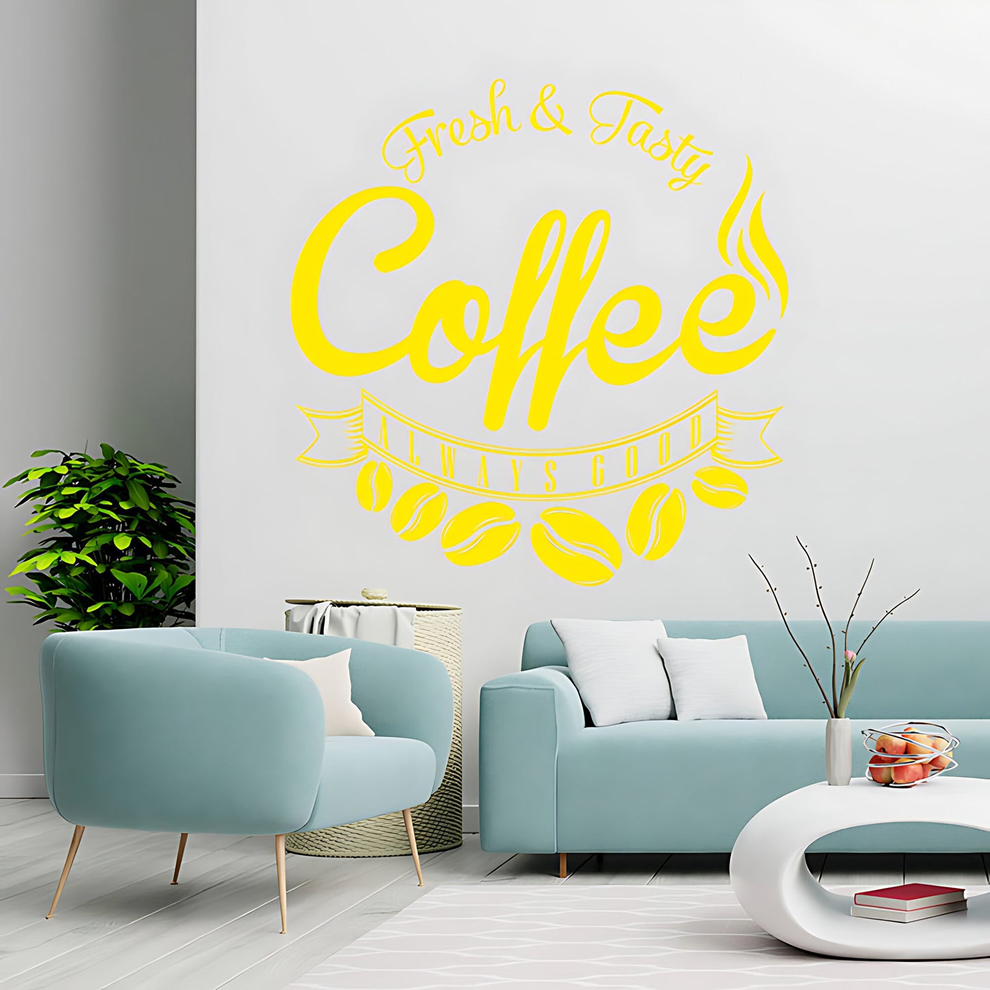 Fresh and Tasty Coffee Always Good Wall Sticker – Cafe Kitchen Vinyl Decal