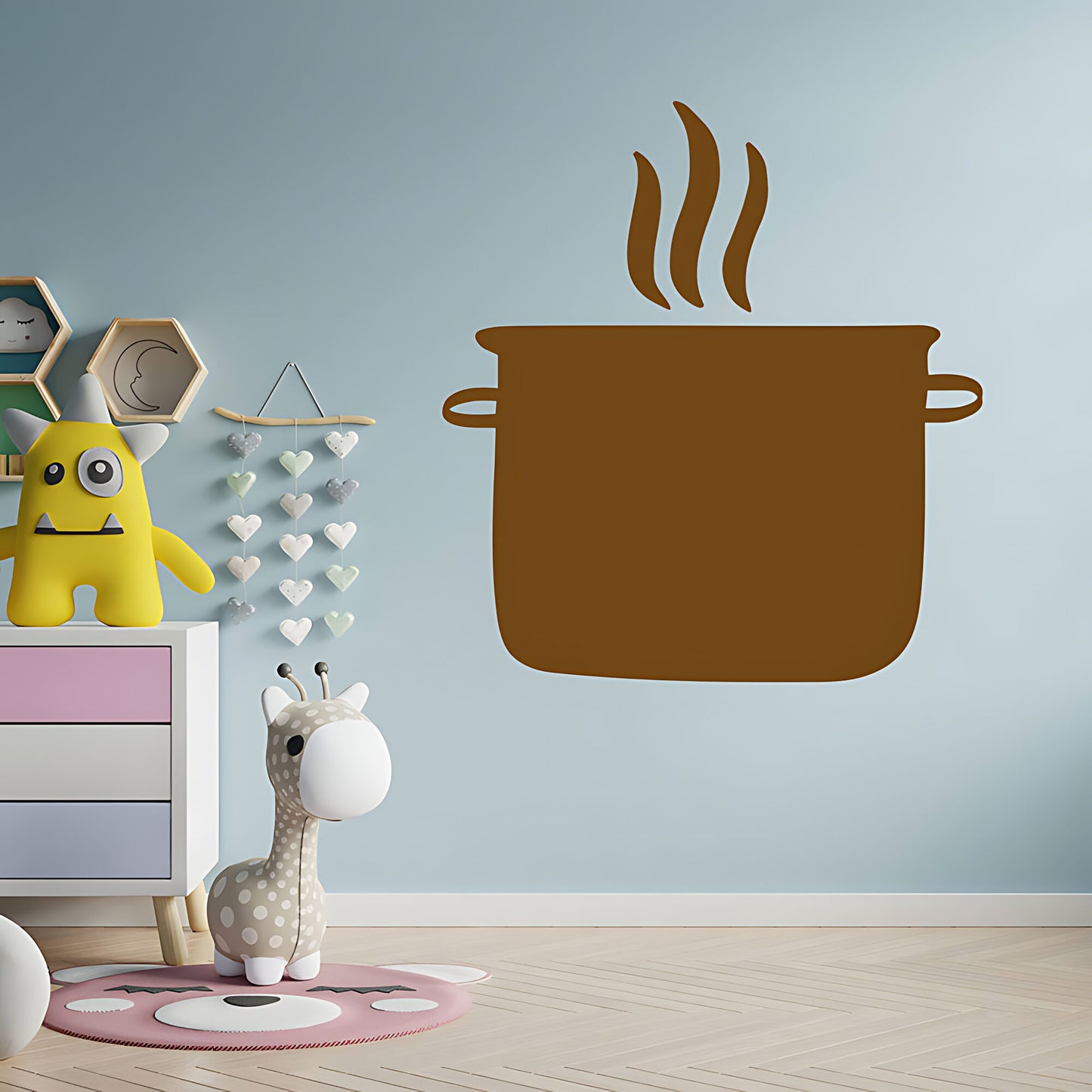 Simmer Down Pots and Pans Wall Sticker - Humorous Kitchen Quote Decal